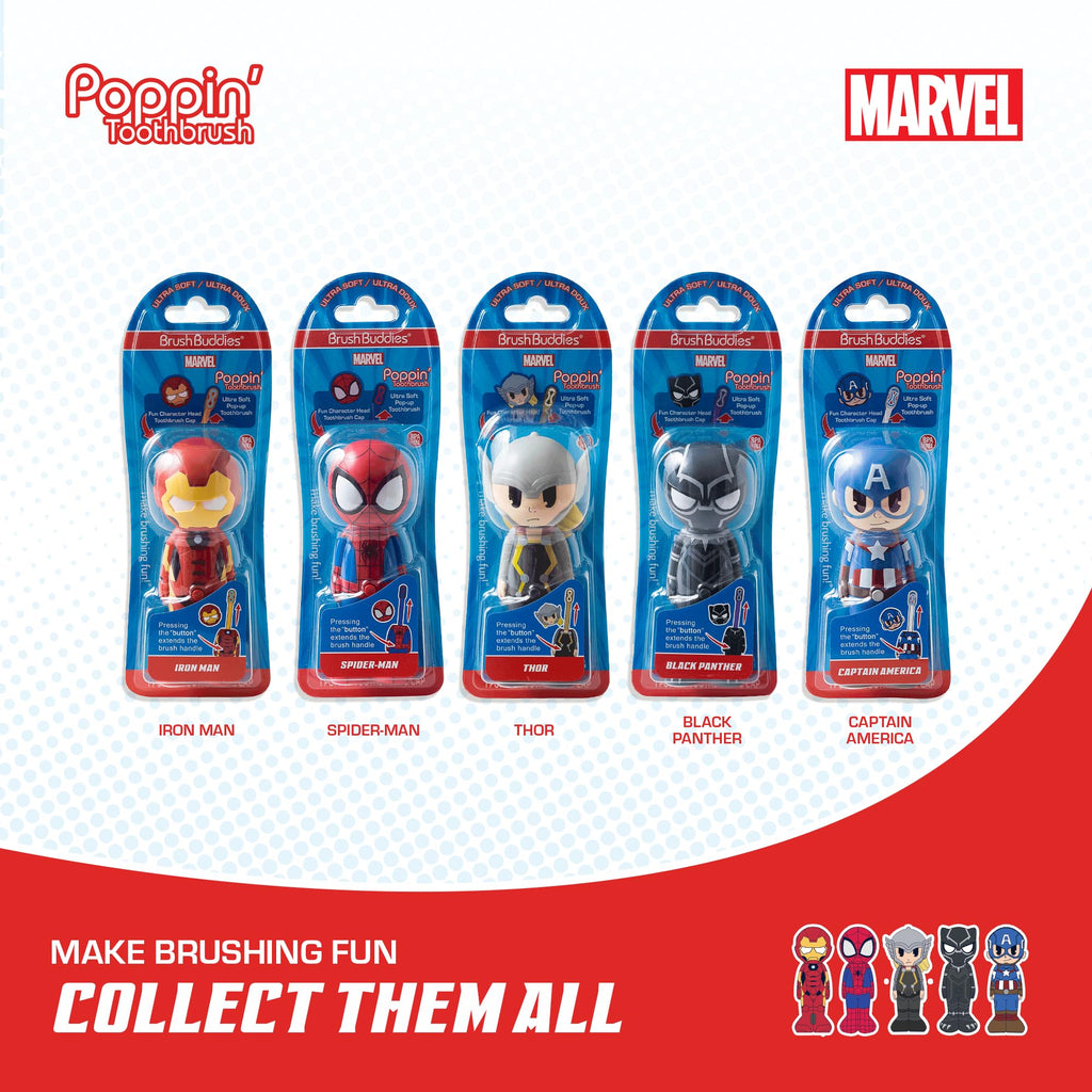 Brush Buddies Marvel Thor Kids Toothbrush – Soft Bristles & Poppin' Cap
