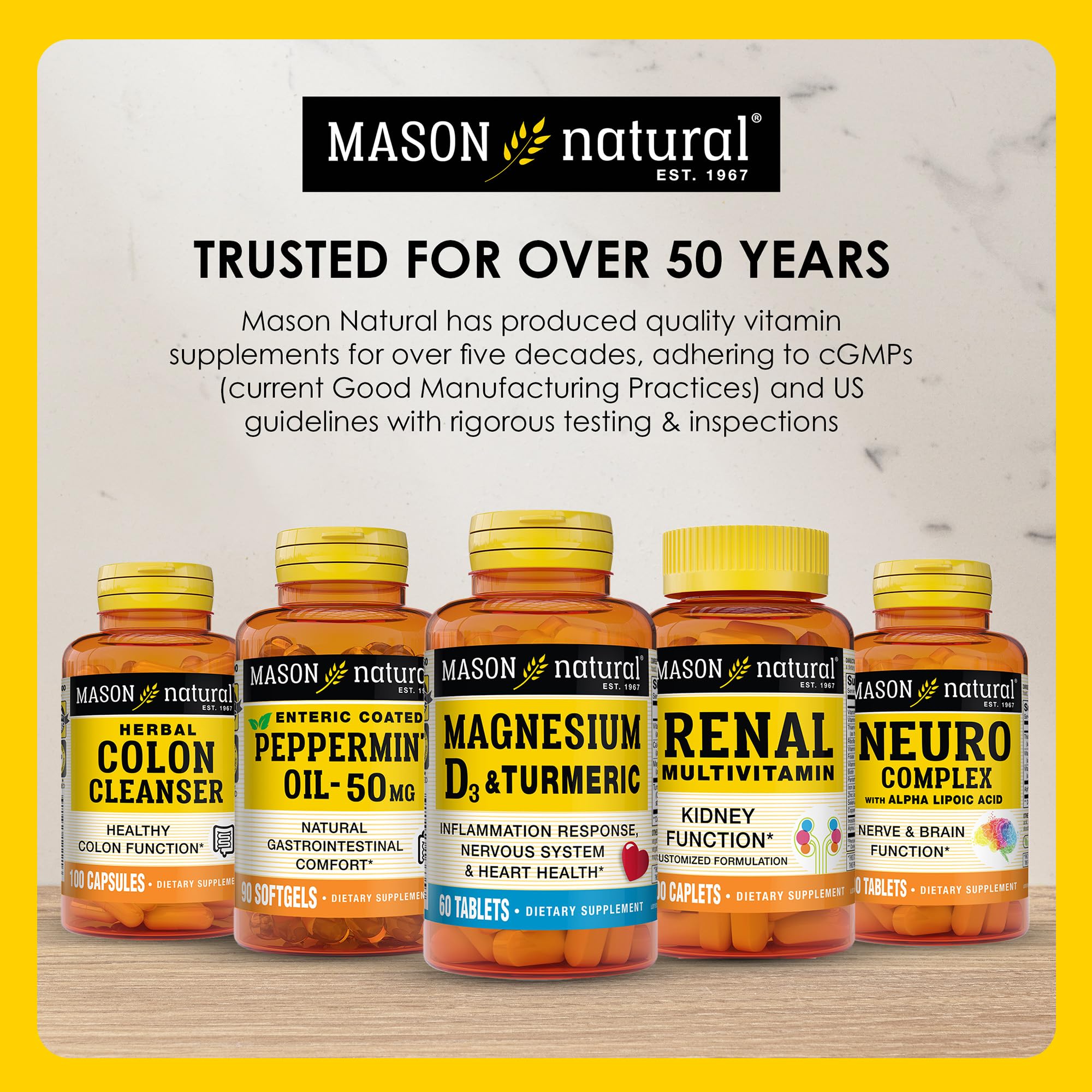 Mason Natural Glucosamine Chondroitin 1500/1200 with Vitamin C – Joint Health & Mobility, 100 Capsules