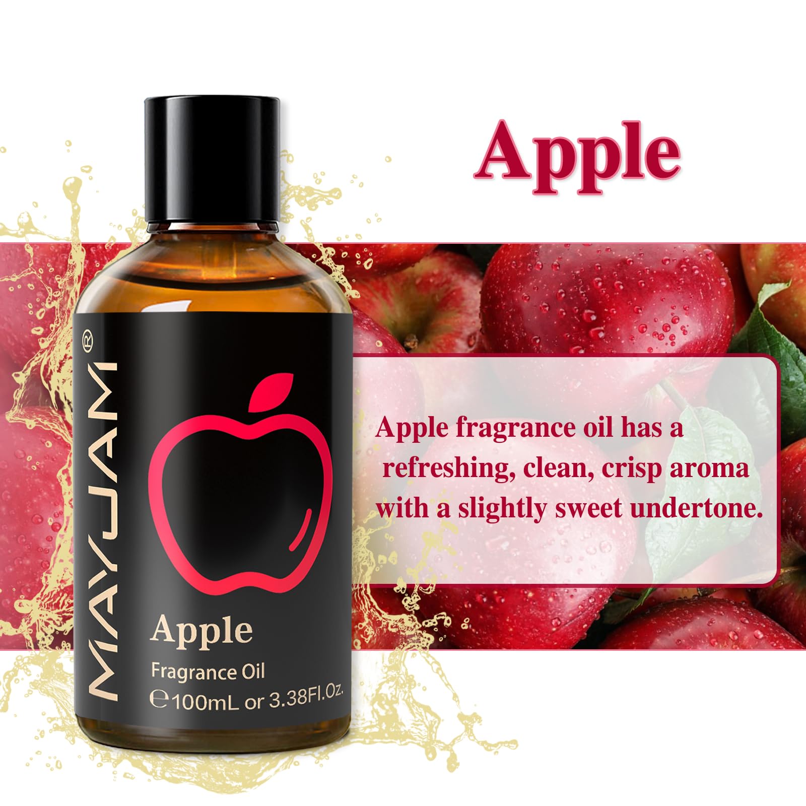 MAYJAM Apple Fragrance Oil 100ML – Diffuser & DIY Soap & Candle Making