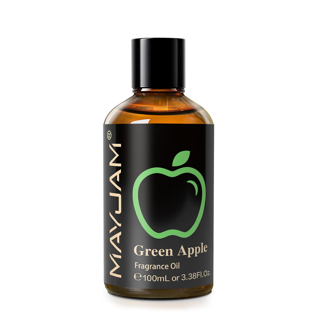 MAYJAM Green Apple Fragrance Oil – 3.38 fl oz (100 mL) with Glass Dropper for Diffusers, Soap & Candle Making