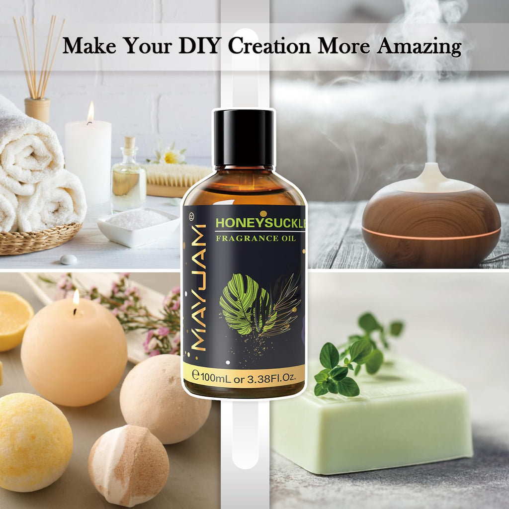 MAYJAM Honeysuckle Fragrance Oil 100ml | Glass Dropper, Diffusers, DIY Soap & Candle