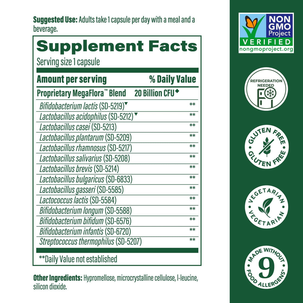 MegaFood MegaFlora Probiotic – 20B CFU, 14 Strains, Women’s Digestive Health