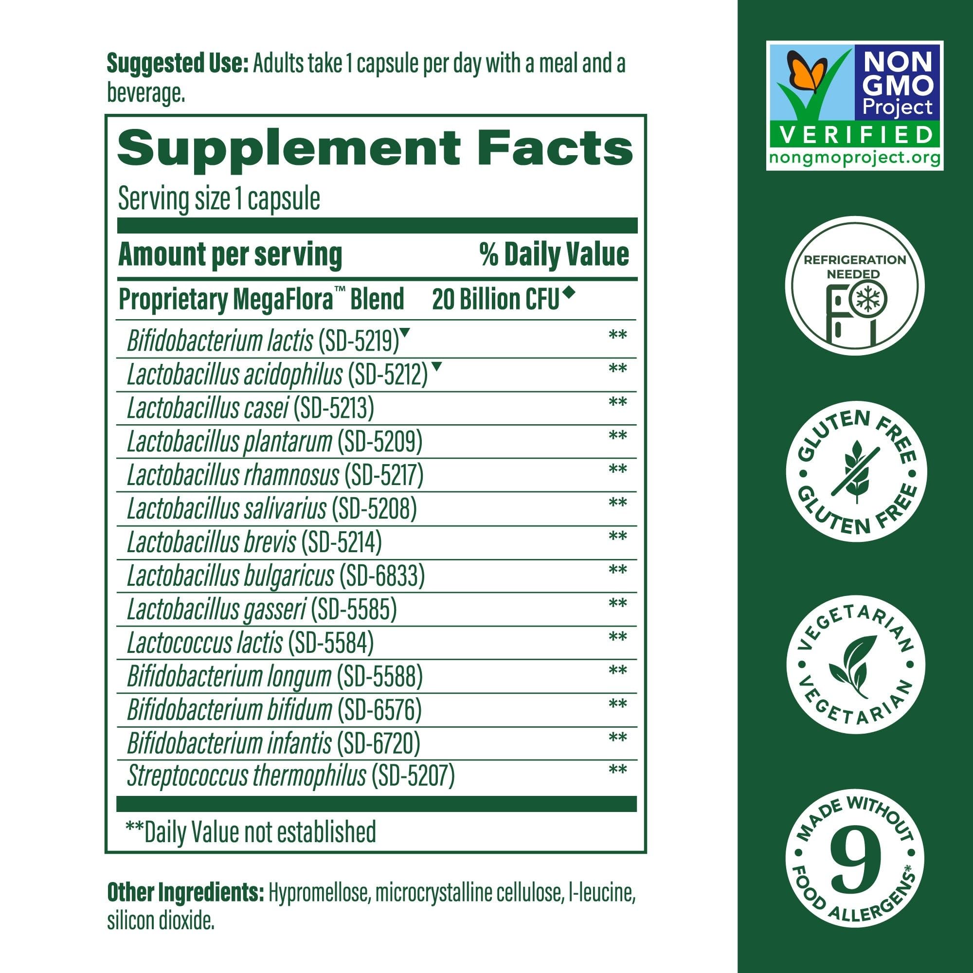 MegaFood MegaFlora Probiotic – 20B CFU, 14 Strains, Women’s Digestive Health