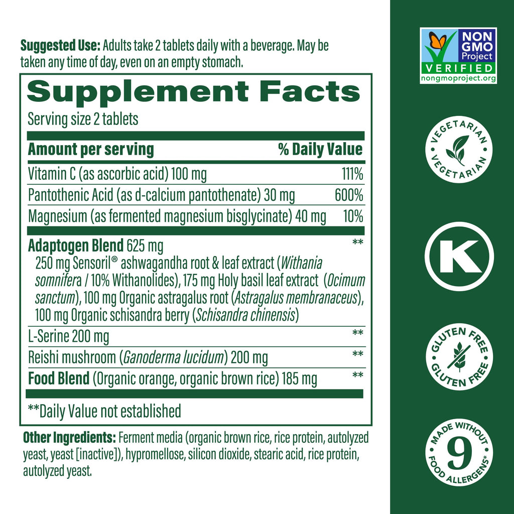 MegaFood Adrenal Strength - Adrenal Support with Ashwagandha, Magnesium Glycinate, Vitamin C | Vegetarian, 60 Tablets