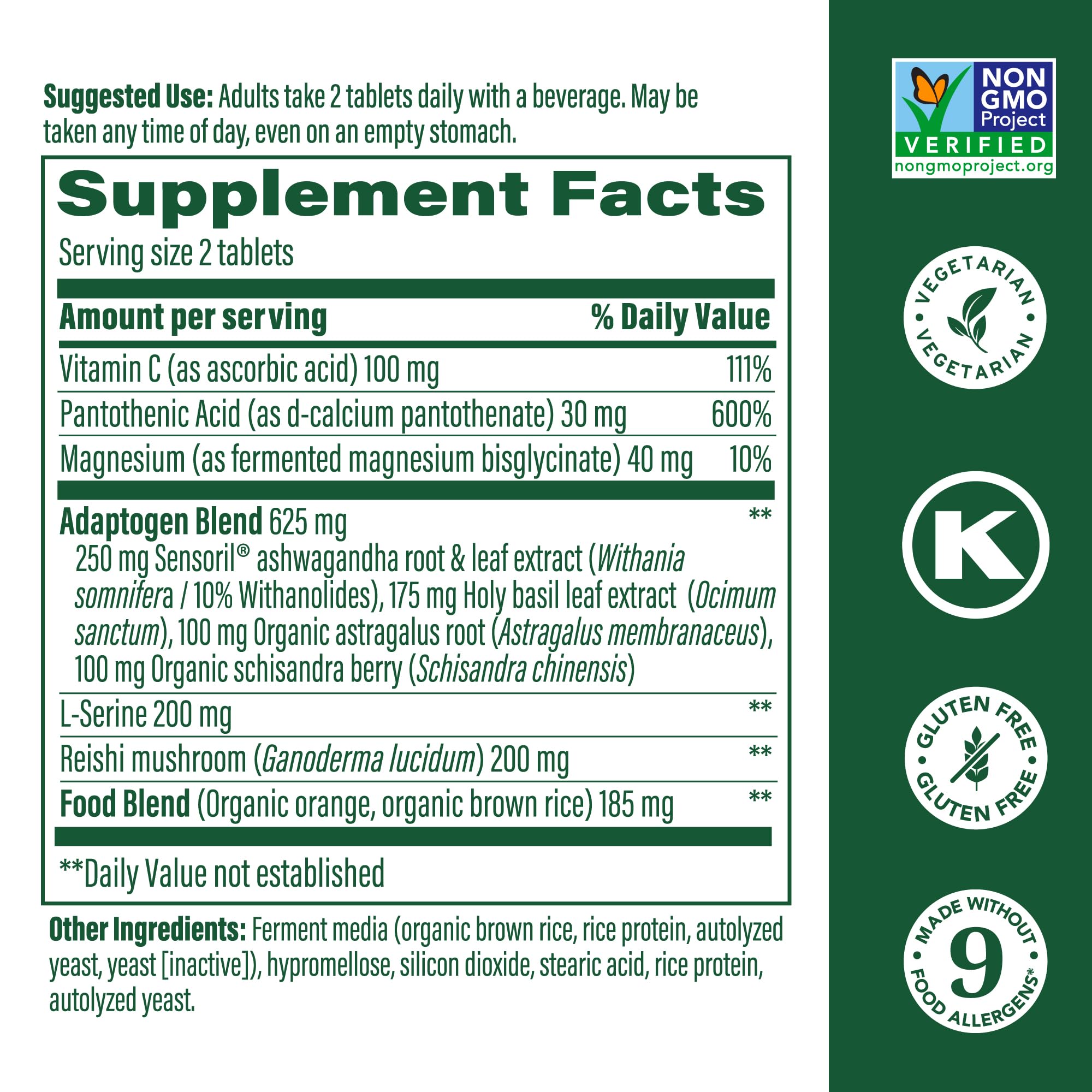 MegaFood Adrenal Strength - Adrenal Support with Ashwagandha, Magnesium Glycinate, Vitamin C | Vegetarian, 60 Tablets