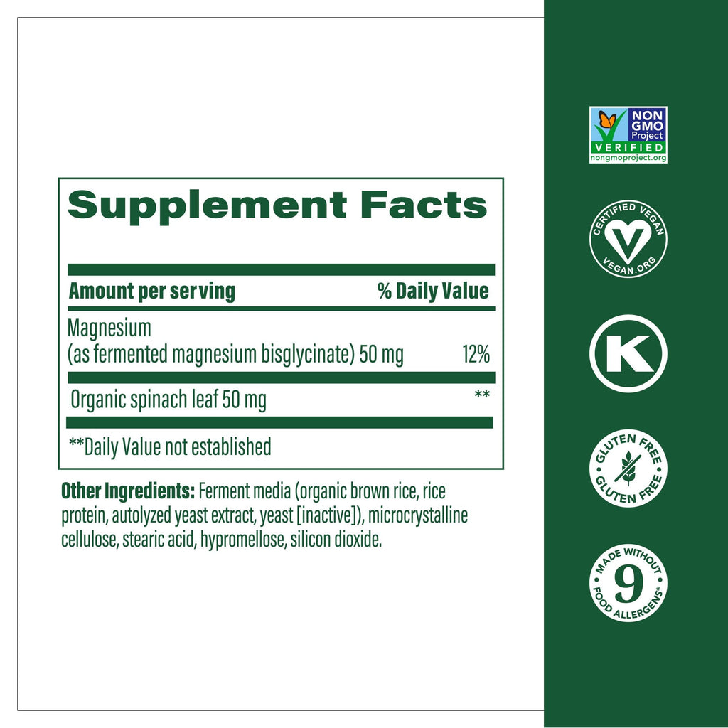 MegaFood Magnesium - Supports Heart & Nervous System - Fermented Magnesium Glycinate - Vegan, Gluten-Free, Non-GMO, Kosher - 90 Tabs