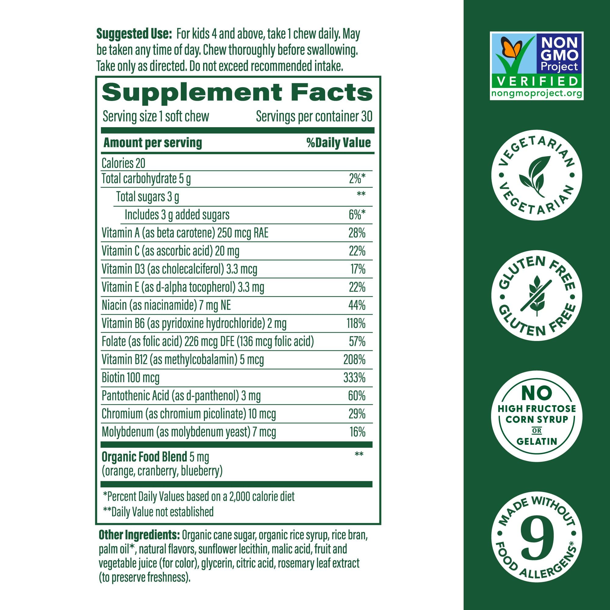 MegaFood Kids One Daily Multivitamin Soft Chews – Grape, 4+, Vegetarian