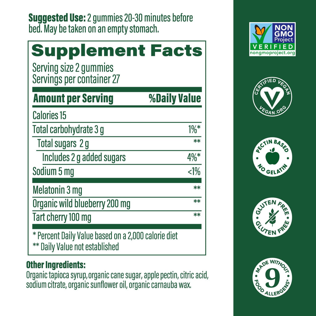 MegaFood Melatonin Gummies – 3mg per Serving, 54 Count (27 Servings) – Berry Flavor, Vegan, Non-GMO, Gluten-Free