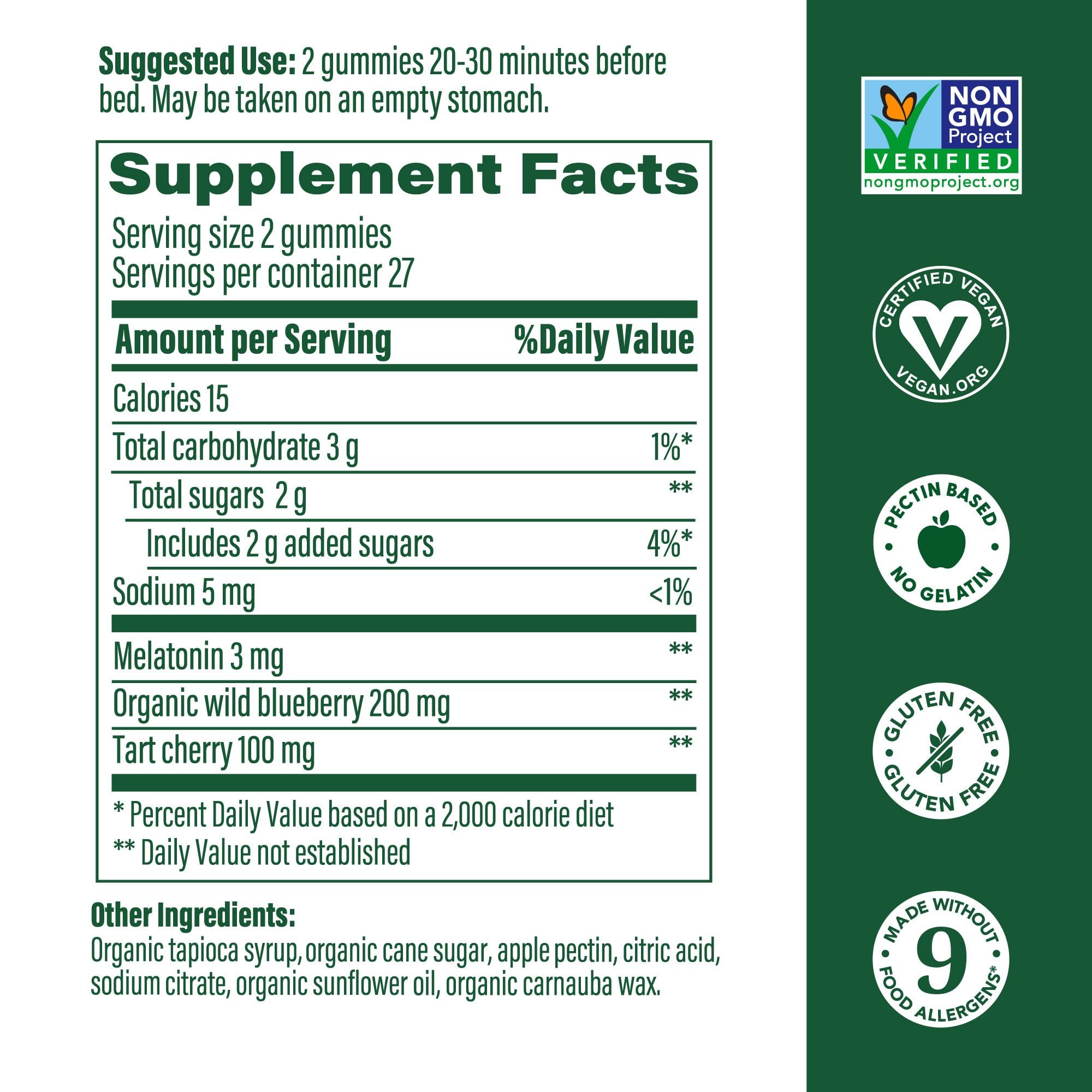 MegaFood Melatonin Gummies – 3mg per Serving, 54 Count (27 Servings) – Berry Flavor, Vegan, Non-GMO, Gluten-Free