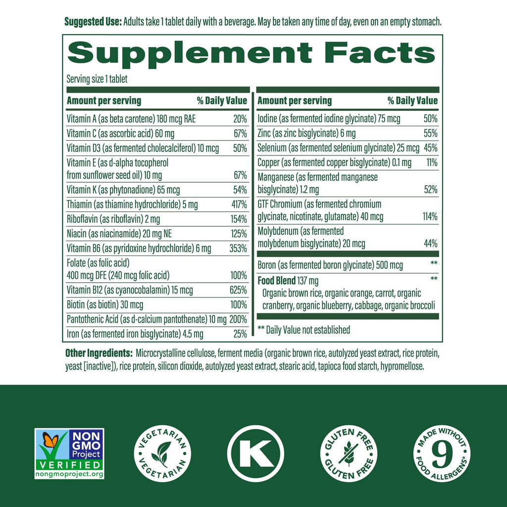 MegaFood One Daily Multivitamin for Women and Men – Real Food Nutrition, Immune Support, Vegetarian, 60 Tablets