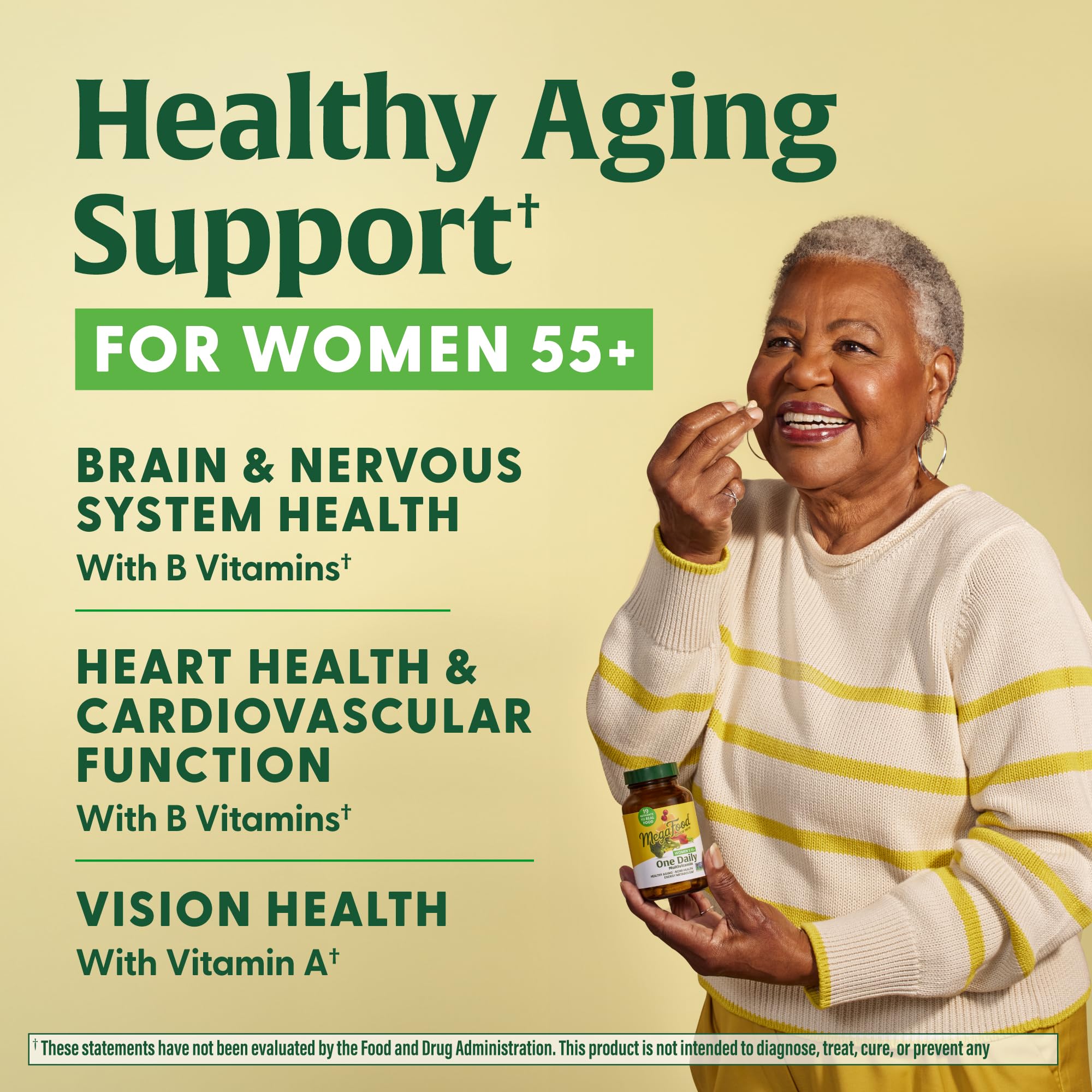 MegaFood Women 55+ One Daily Multivitamin – Vitamin D3, B12, Folate | Vegetarian