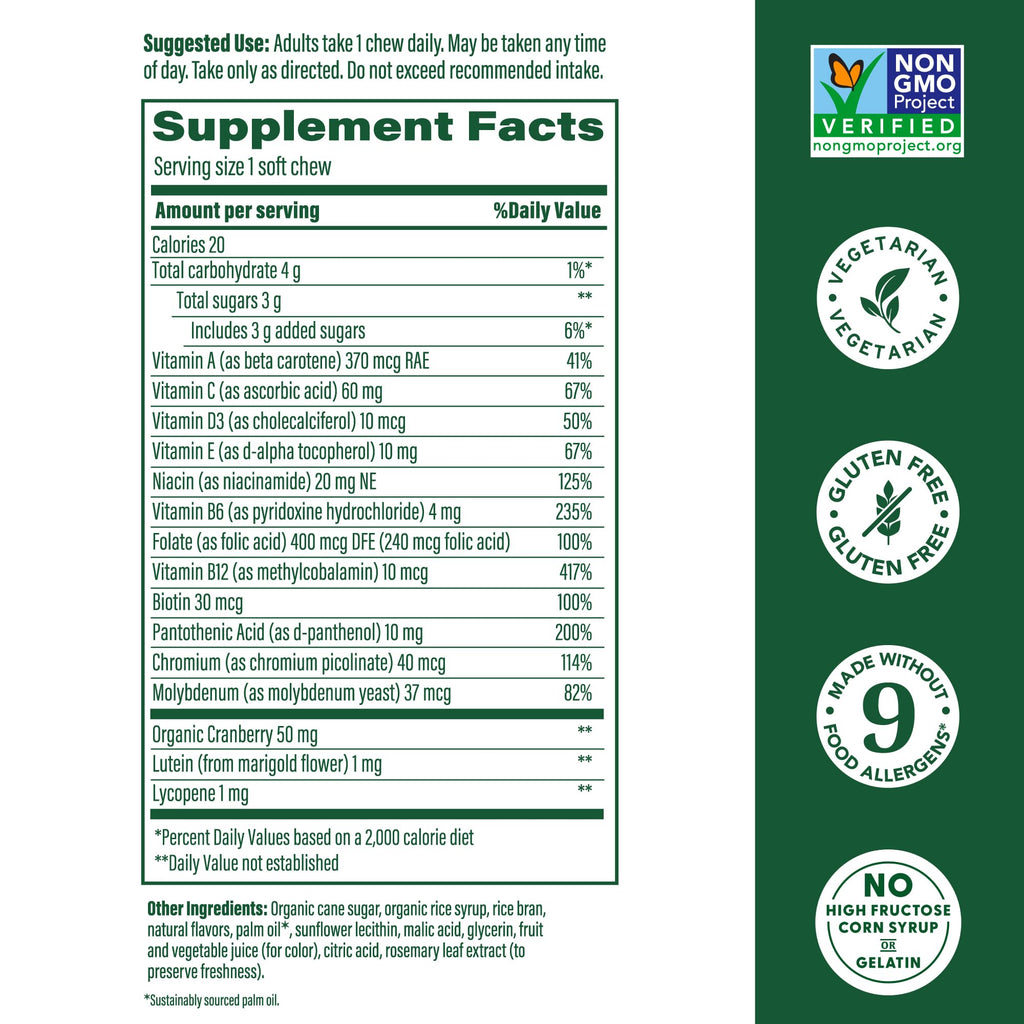 MegaFood Women's One Daily Multivitamin Soft Chews – Mixed Berry, 30 Chews, Non-GMO, Vegetarian
