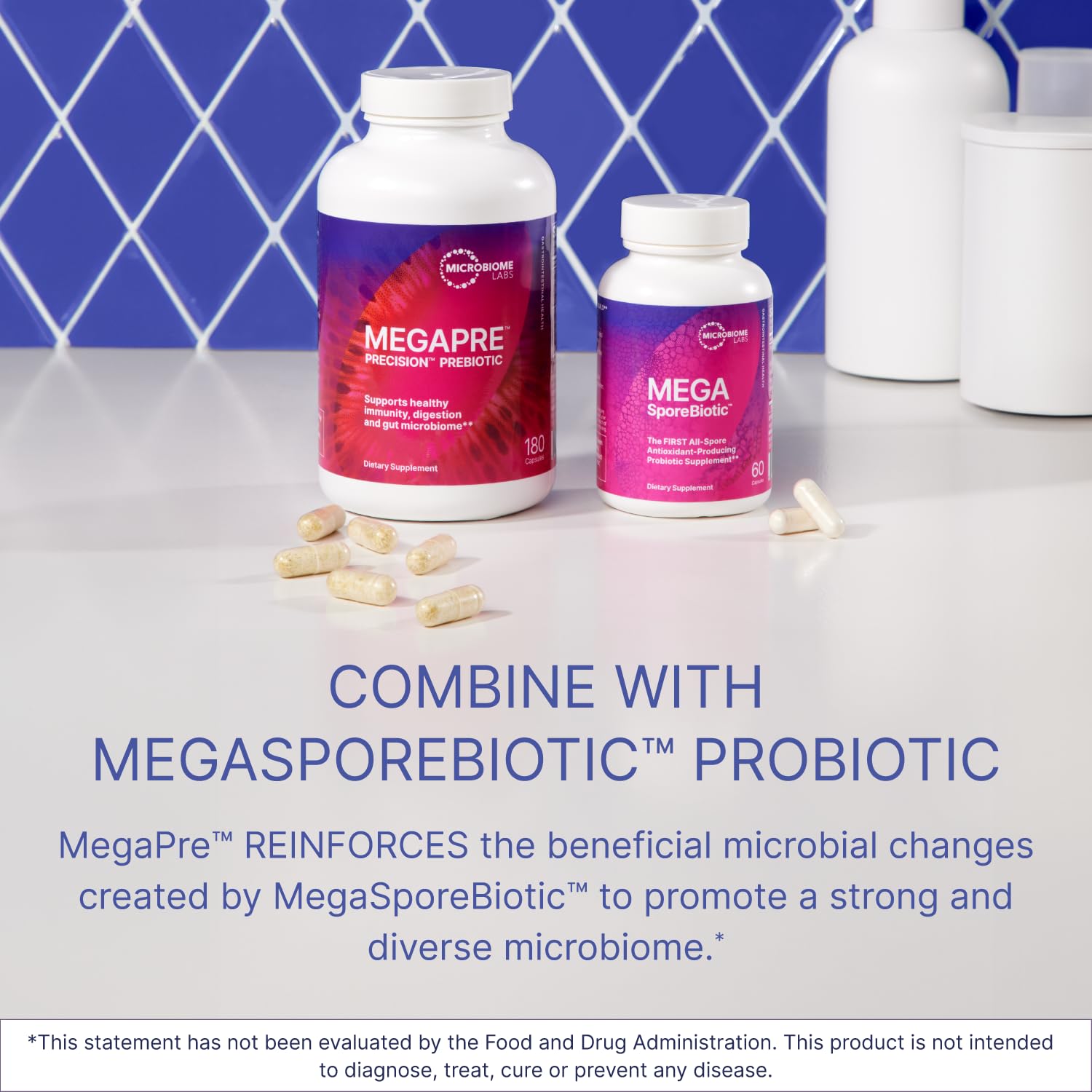 MegaPre DF Dairy-Free Prebiotic Fiber for Gut Health | Microbiome Labs (180 caps)
