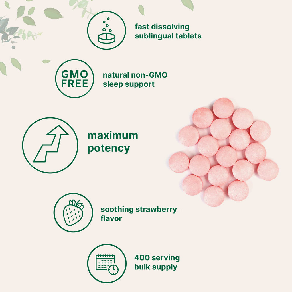 Micro Ingredients Melatonin 20mg, 400 Tablets | Natural Strawberry Flavor | Fast Dissolve | No Drug | Vegetarian Friendly | Non-GMO, No Gluten, Sugar Free
