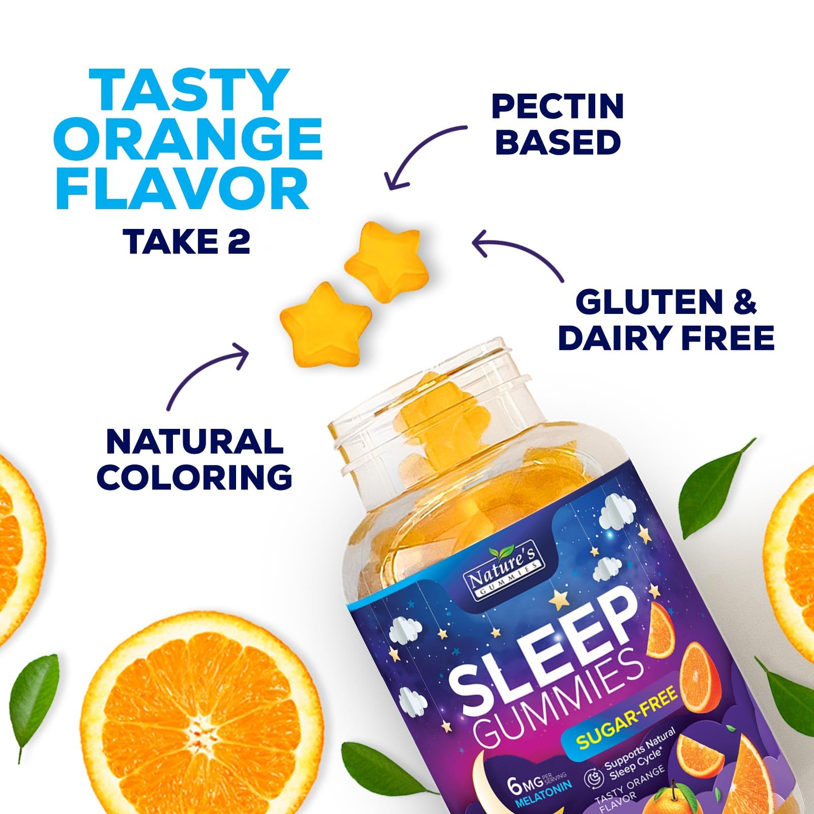 Sleep Gummies 6mg - Sugar Free Melatonin Orange Gummy for Adults & Kids | 120 Gummies