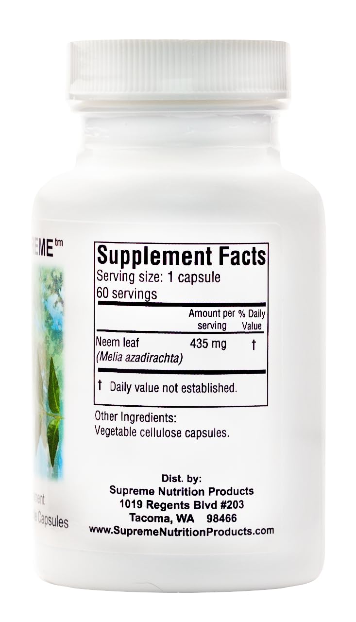 Melia Supreme Neem Leaf Capsules - 60 Vegetarian Capsules
