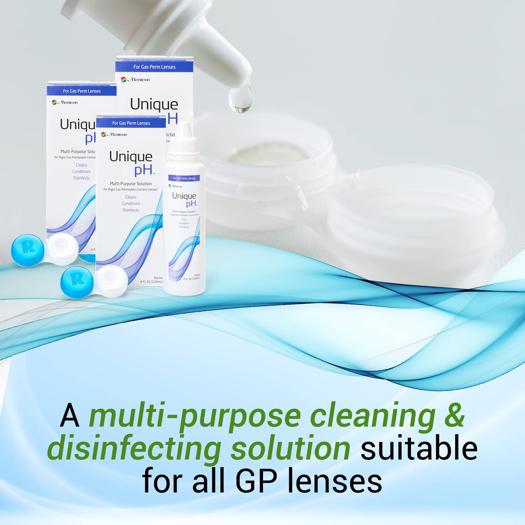 Menicon Unique pH Multi-Purpose Solution with RGP Lens Case - 4 Fl oz Each, 3 Pack