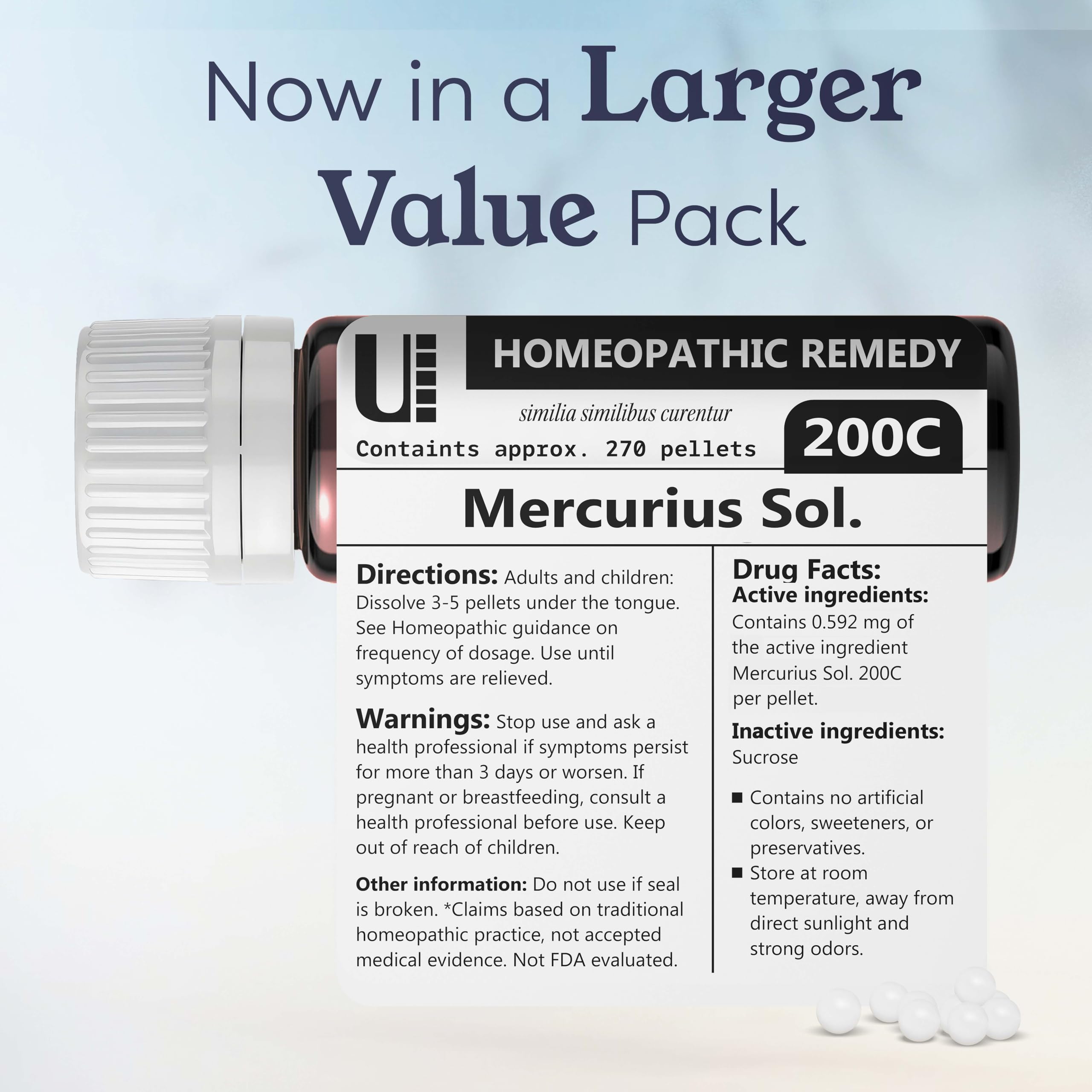 Mercurius Solubilis 200C Homeopathic Remedy, 270 Pellets