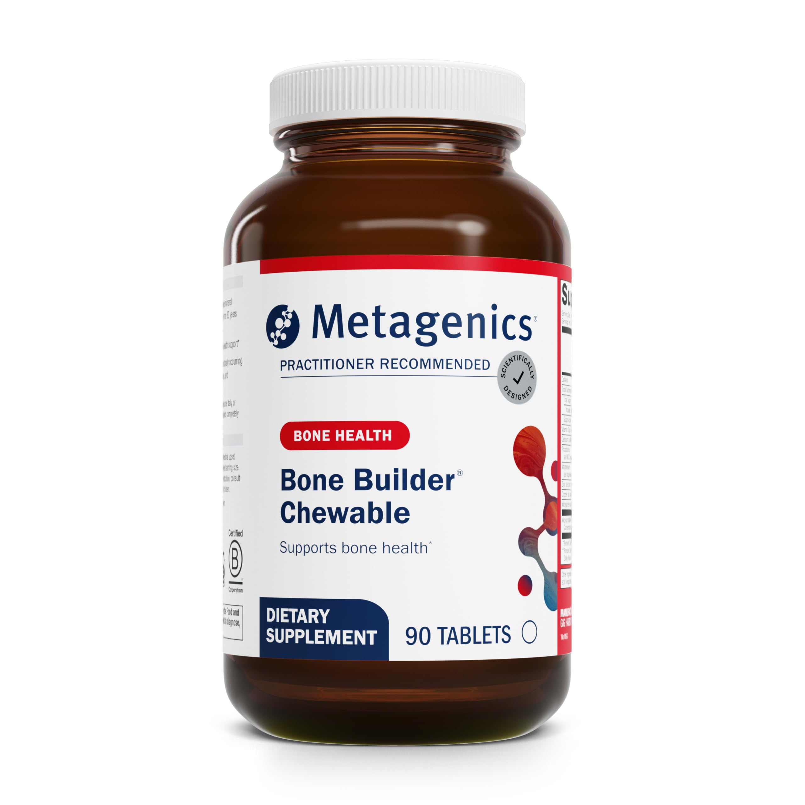 Metagenics Bone Builder Chewable Supplement – Calcium, Vitamin D & Magnesium for Bone Strength & Teeth Health – Non-GMO, Gluten-Free – 90 Chewable Tablets
