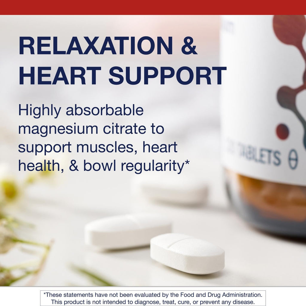 Metagenics Magnesium Citrate - 300 mg Magnesium & 60 mg Calcium Supplement - Chelated Minerals - Supports Muscle & Bone Health - Vegetarian & Gluten-Free - 120 Count