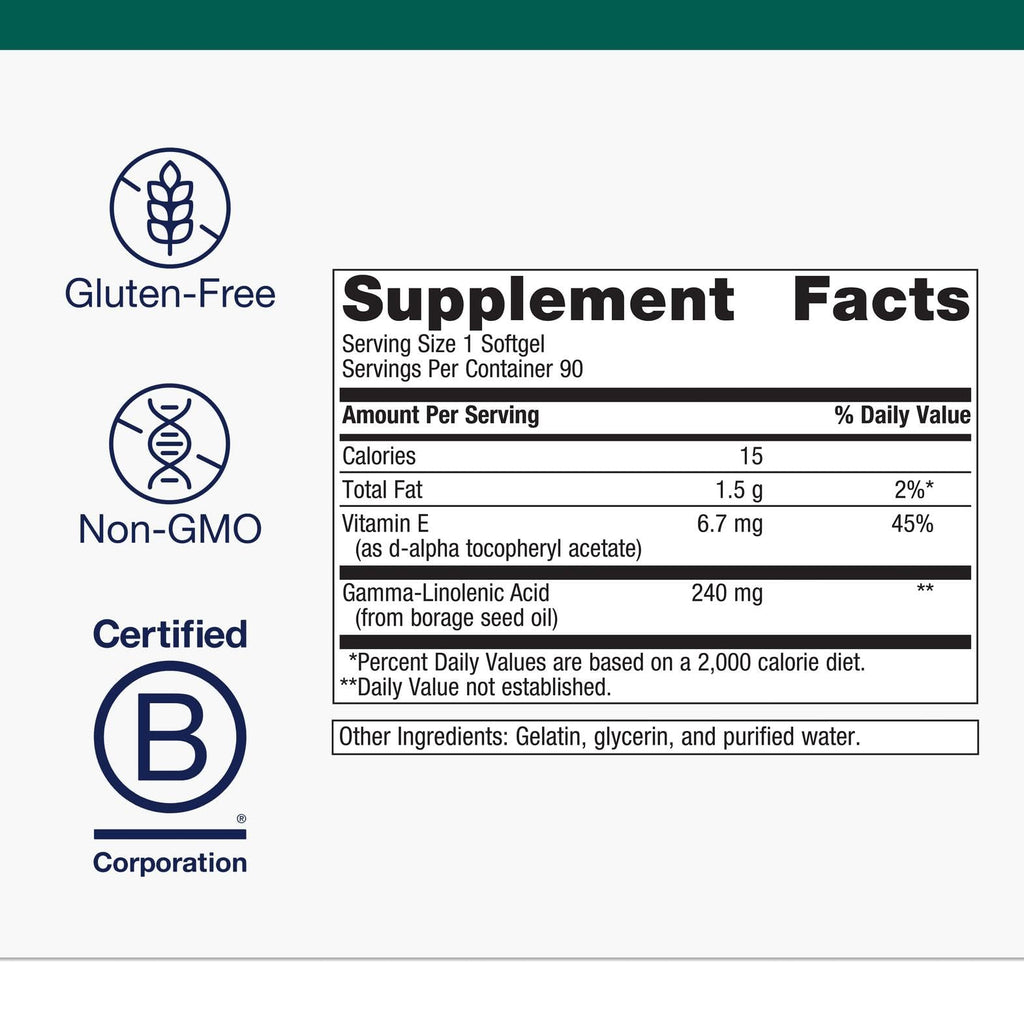 Metagenics OmegaGenics Borage Seed GLA Oil 240 mg - 90 Softgels | Skin & Heart Health*