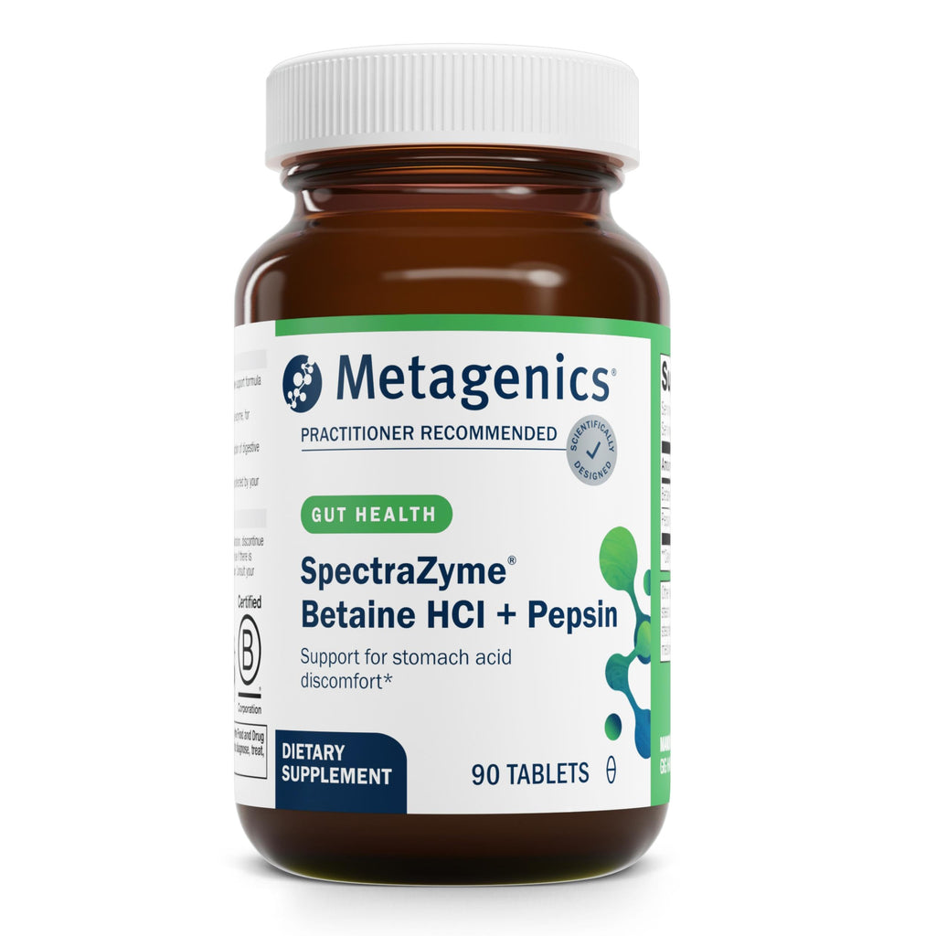 Metagenics SpectraZyme Betaine HCl with Pepsin – Digestive Support | 650 mg Betaine HCl & 40 mg Pepsin | 90 Capsules