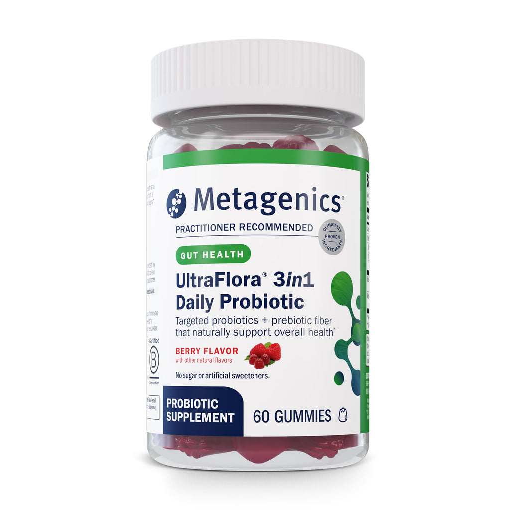 Metagenics UltraFlora 3 in 1 Daily Probiotic Gummies | Shelf-Stable