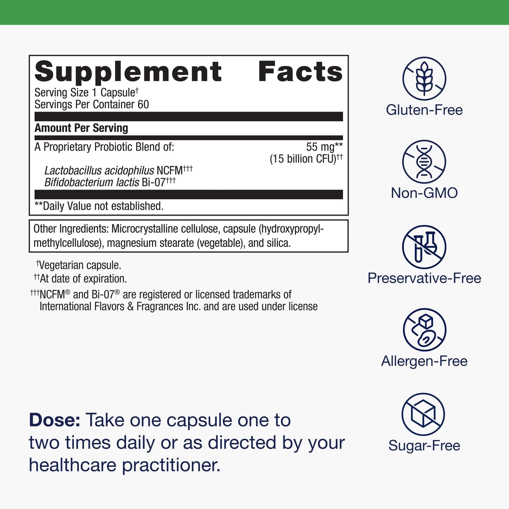 Metagenics UltraFlora Balance Probiotic – 15B CFU, Shelf-Stable, 60 Capsules – Non-GMO & Gluten-Free