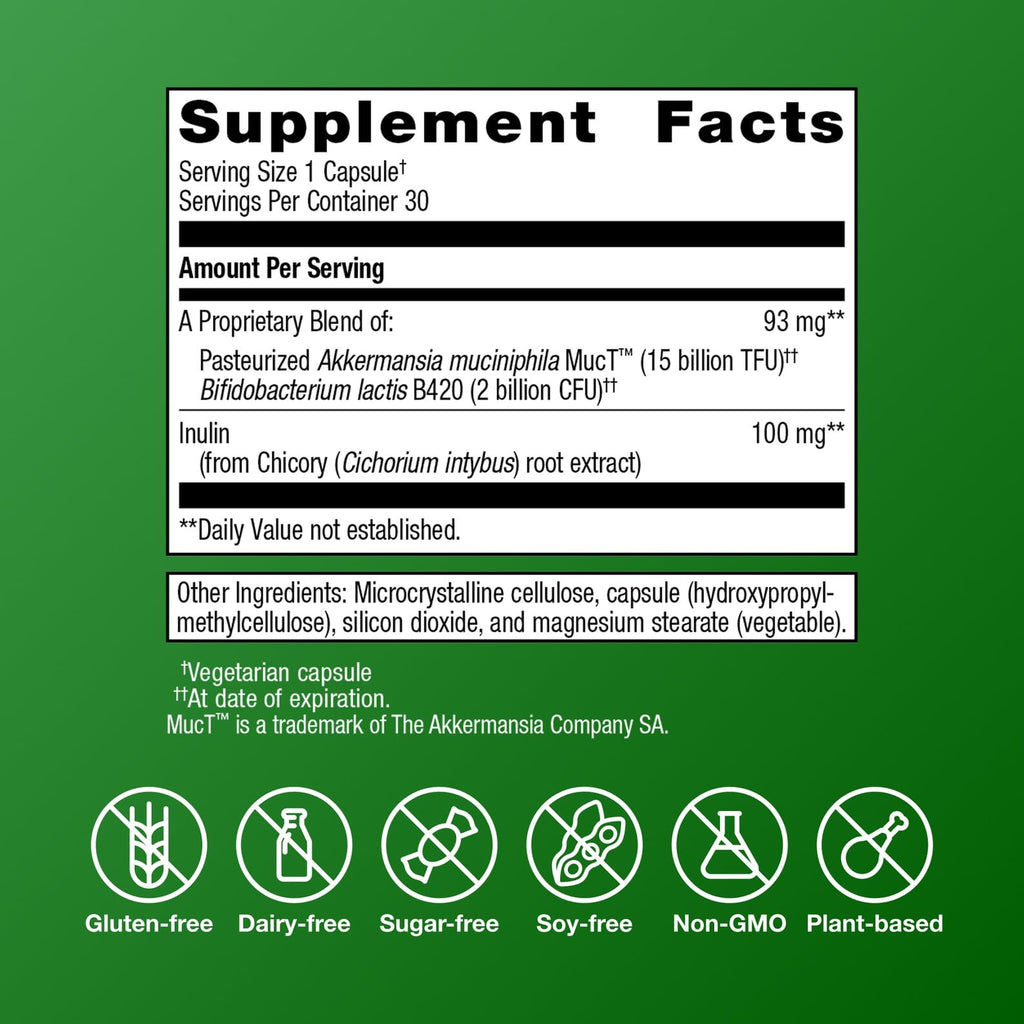 Metagenics UltraFlora Triplebiotic – Prebiotic, Probiotic & Postbiotic Blend with Akkermansia (30 Capsules)