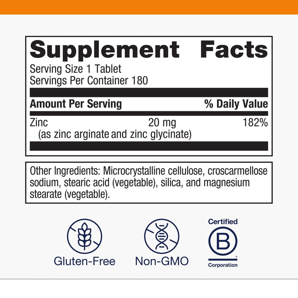 Metagenics Zinc A.G. Chelated Zinc with Arginine & Glycine – Immune, Bone, Skin Support | 180 Tablets