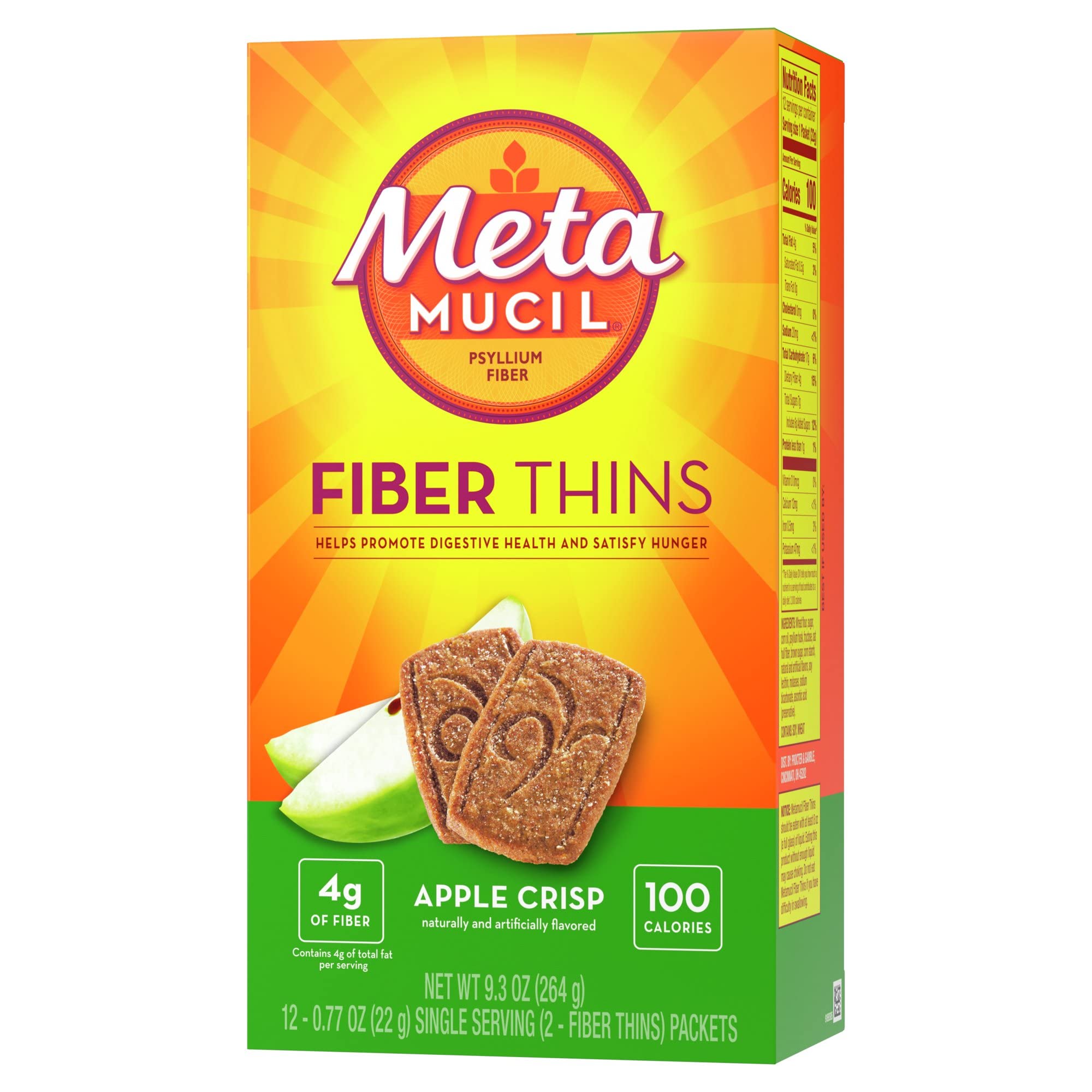 Metamucil Apple Crisp Fiber Wafers – 4g Fiber, 100 Calories