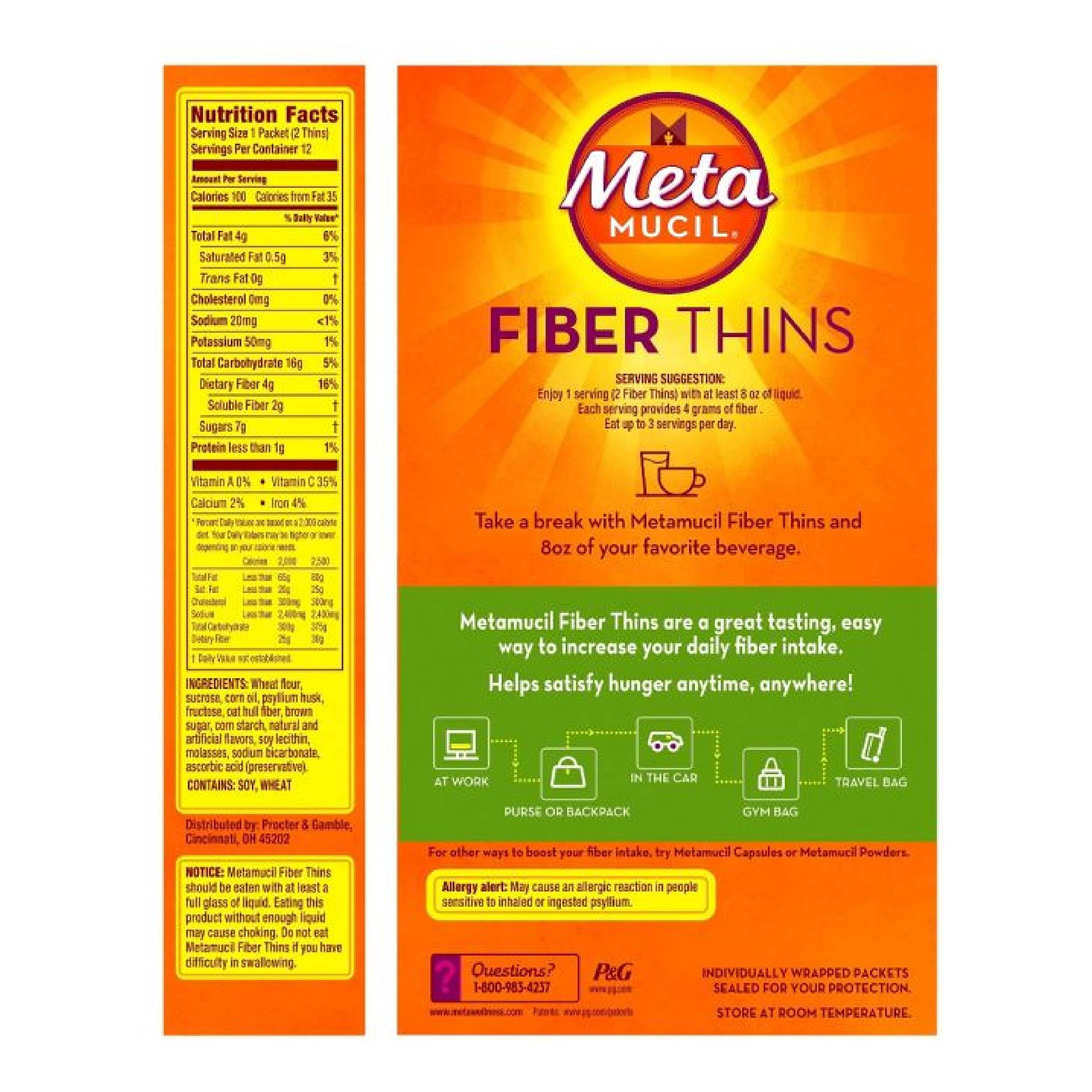 Metamucil Apple Crisp Fiber Wafers – 4g Fiber, 100 Calories