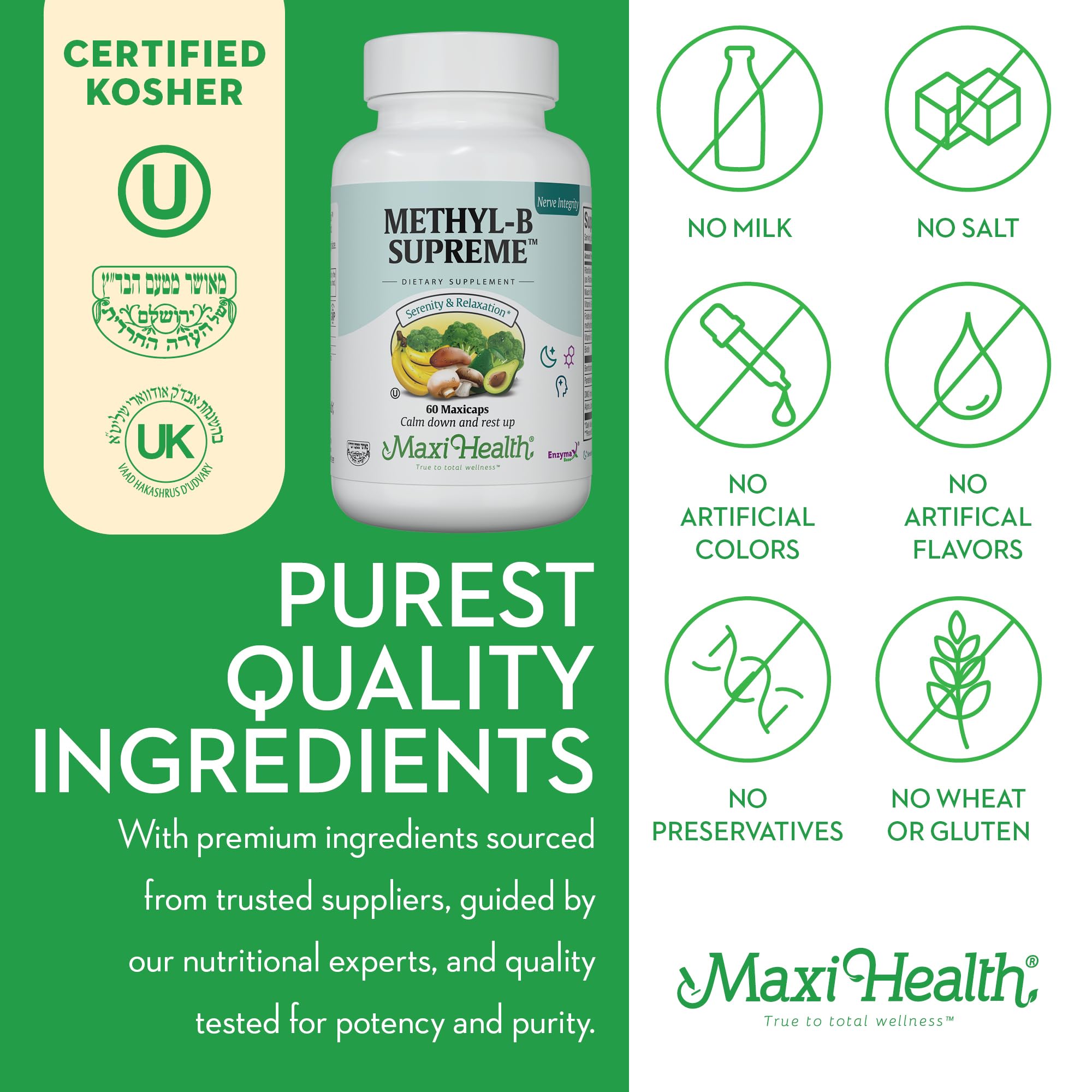 Stress B Complex – Methyl-B Supreme with Methylated B12, B6 & Folate | Kosher Vegan 60 Caps