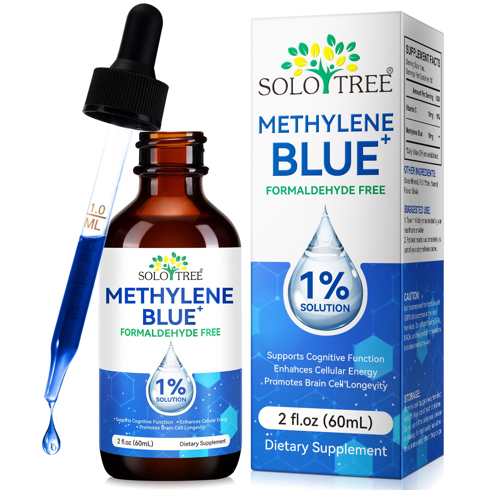 Methylene Blue Pharmaceutical Grade Drops – Brain Health & Energy Support (2 Fl Oz) | No Formaldehyde, No Alcohol, No Gluten