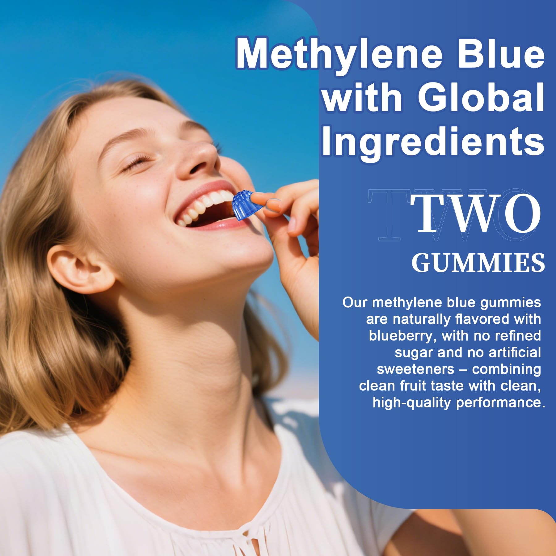 Methylene Blue Gummies for Humans | High-Potency Brain Booster & Antioxidant - Vegan 60 Count