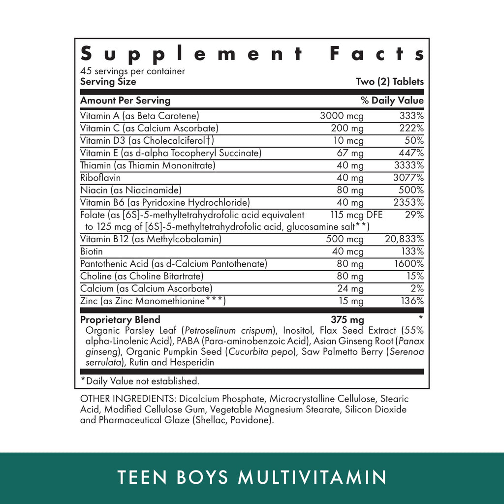 Michael's Health Naturopathic Teen Boys Daily Multivitamin – 90 Vegetarian Tablets, Kosher