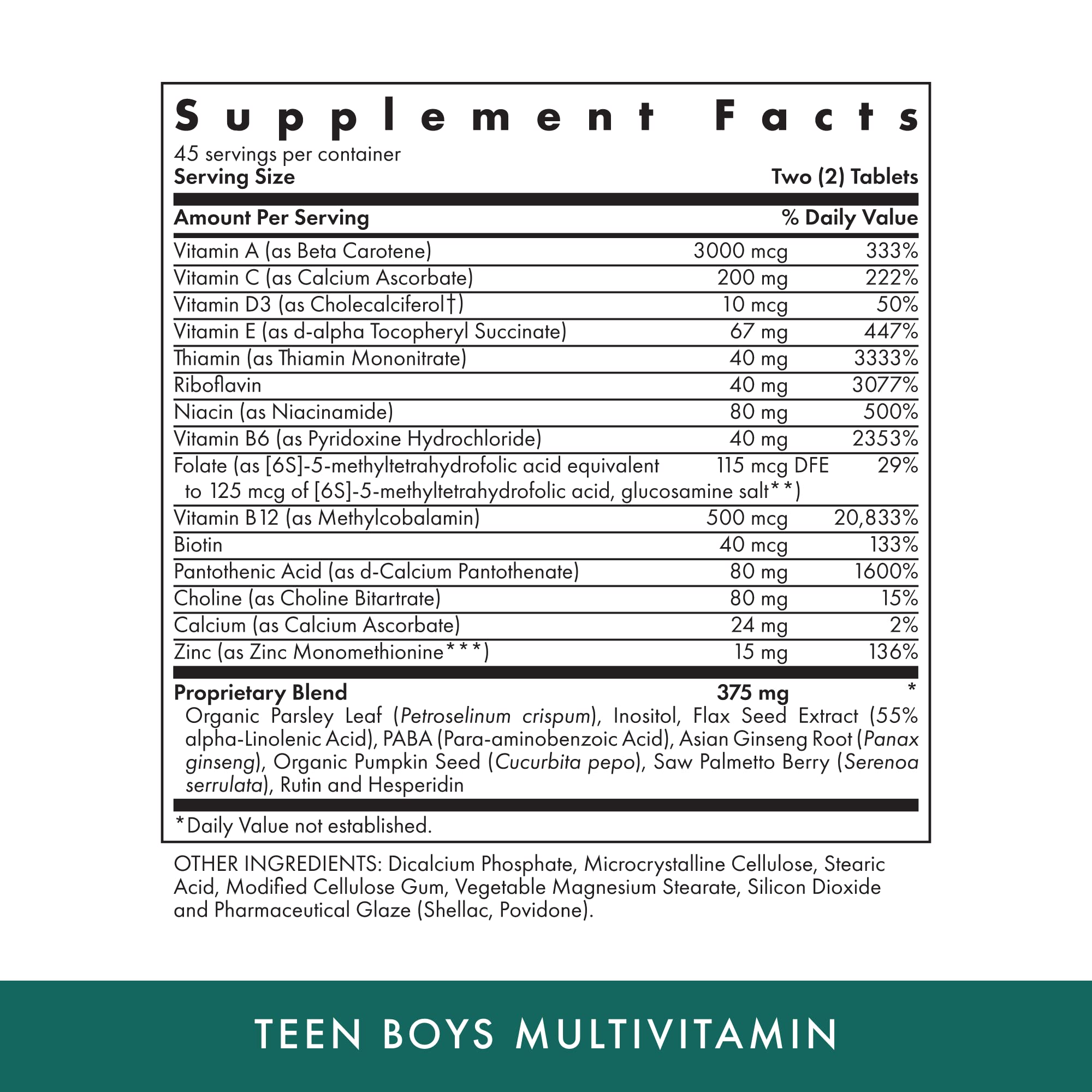 Michael's Health Naturopathic Teen Boys Daily Multivitamin – 90 Vegetarian Tablets, Kosher