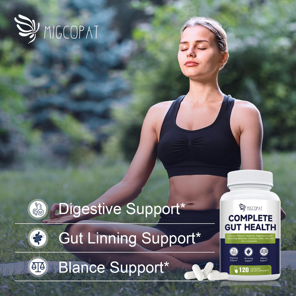 Migcopat Probiotic Prebiotic Postbiotic & Digestive Enzymes – 80B CFU, 120 Capsules