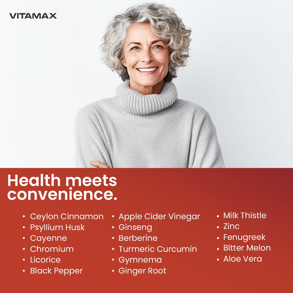 Gluco Health Support: Ceylon Cinnamon + Apple Cider Vinegar + Turmeric (60ct) – USA Made, Non-GMO