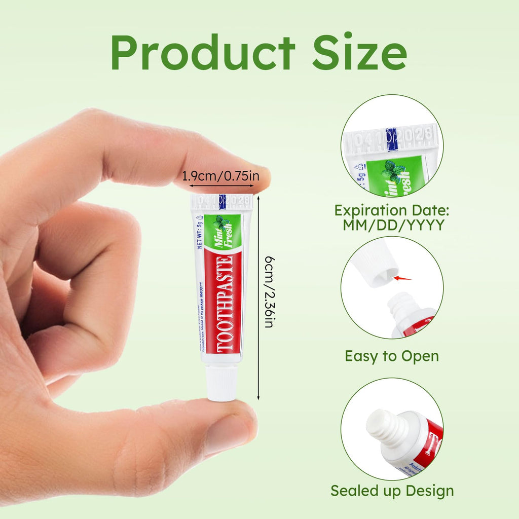 Travel Size Toothpaste Bulk — 60 Tubes, Mint, Disposable 0.176 oz
