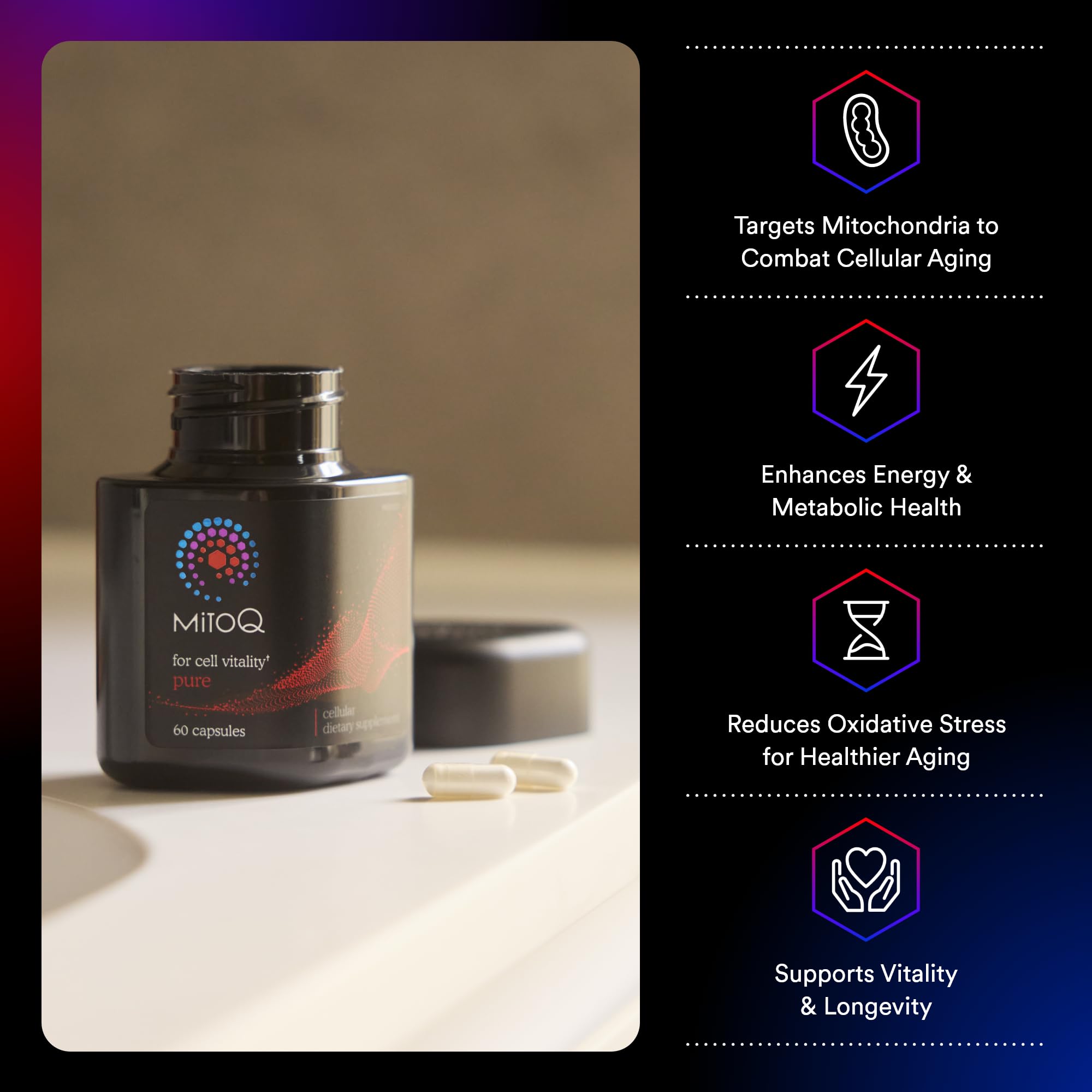 MitoQ Pure: Advanced Mitochondria Supplement for Energy, Vitality & Healthy Aging