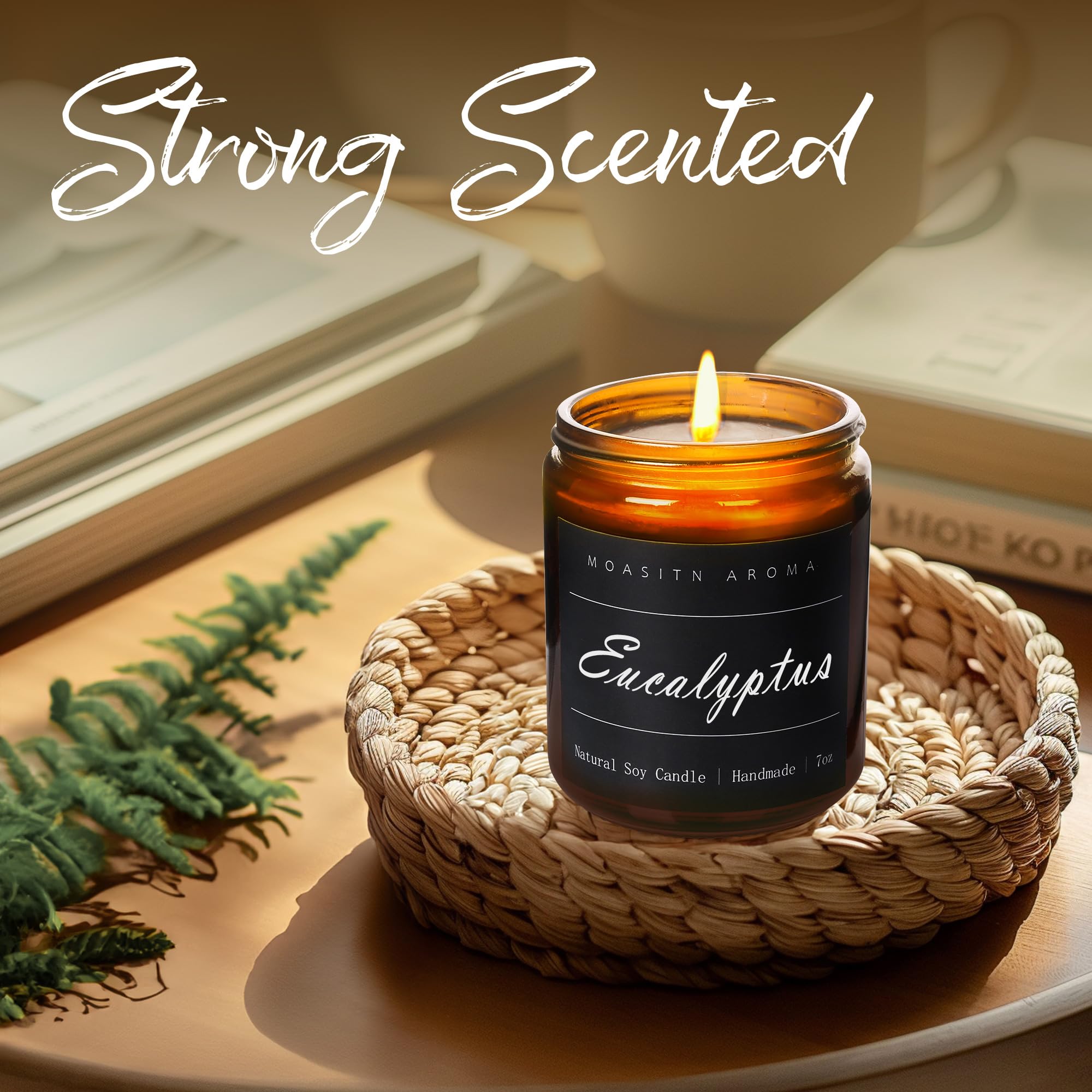 MOASITN Eucalyptus Heavenly Scented Candle - Natural Soy Aromatherapy 7oz | Handmade Jar Candle