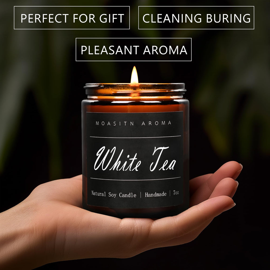 MOASITN White Tea Scented Candle – Natural Soy Aromatherapy, 7oz