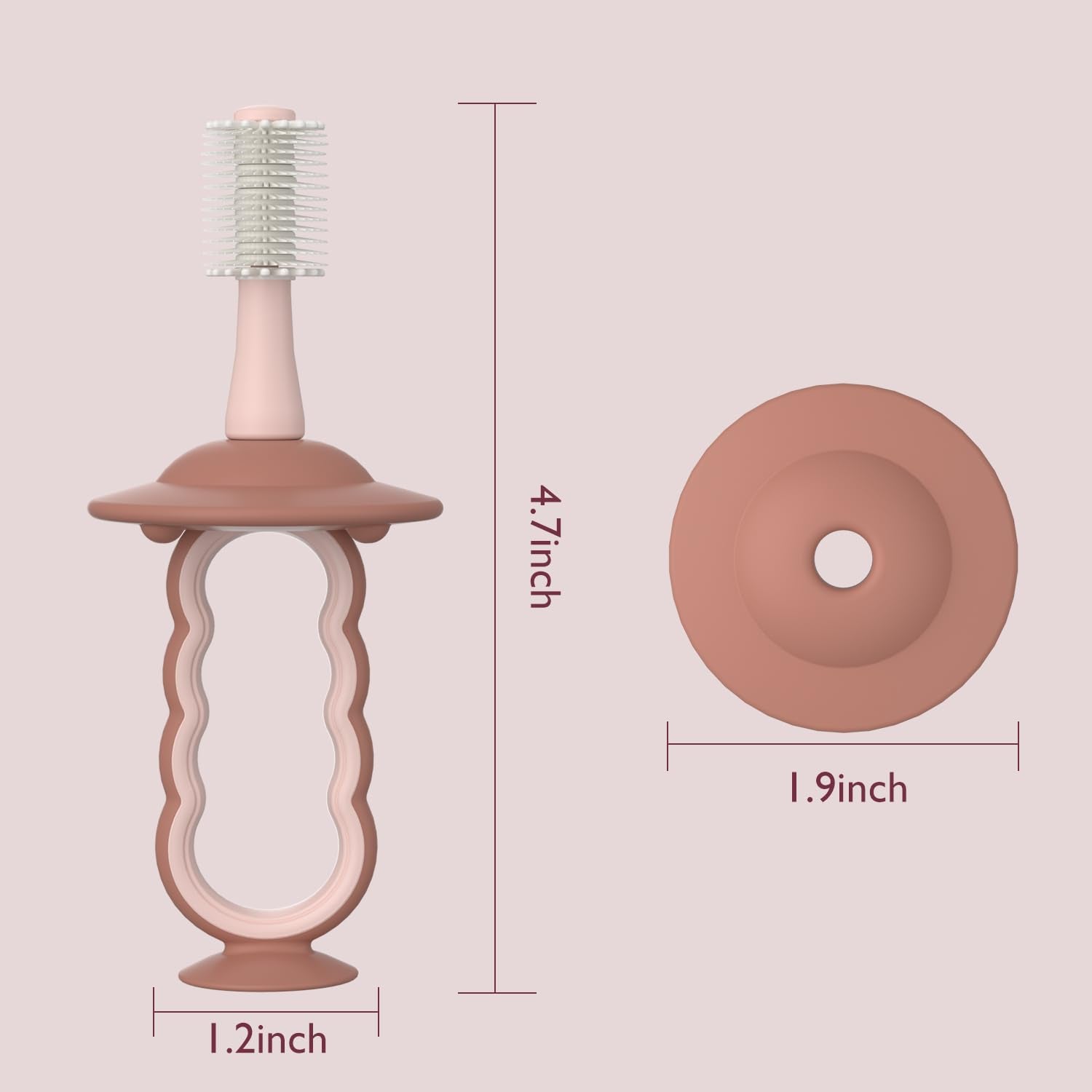 Momcozy Baby Toothbrush – 360° Infant Toothbrush with Suction Base (Pink)