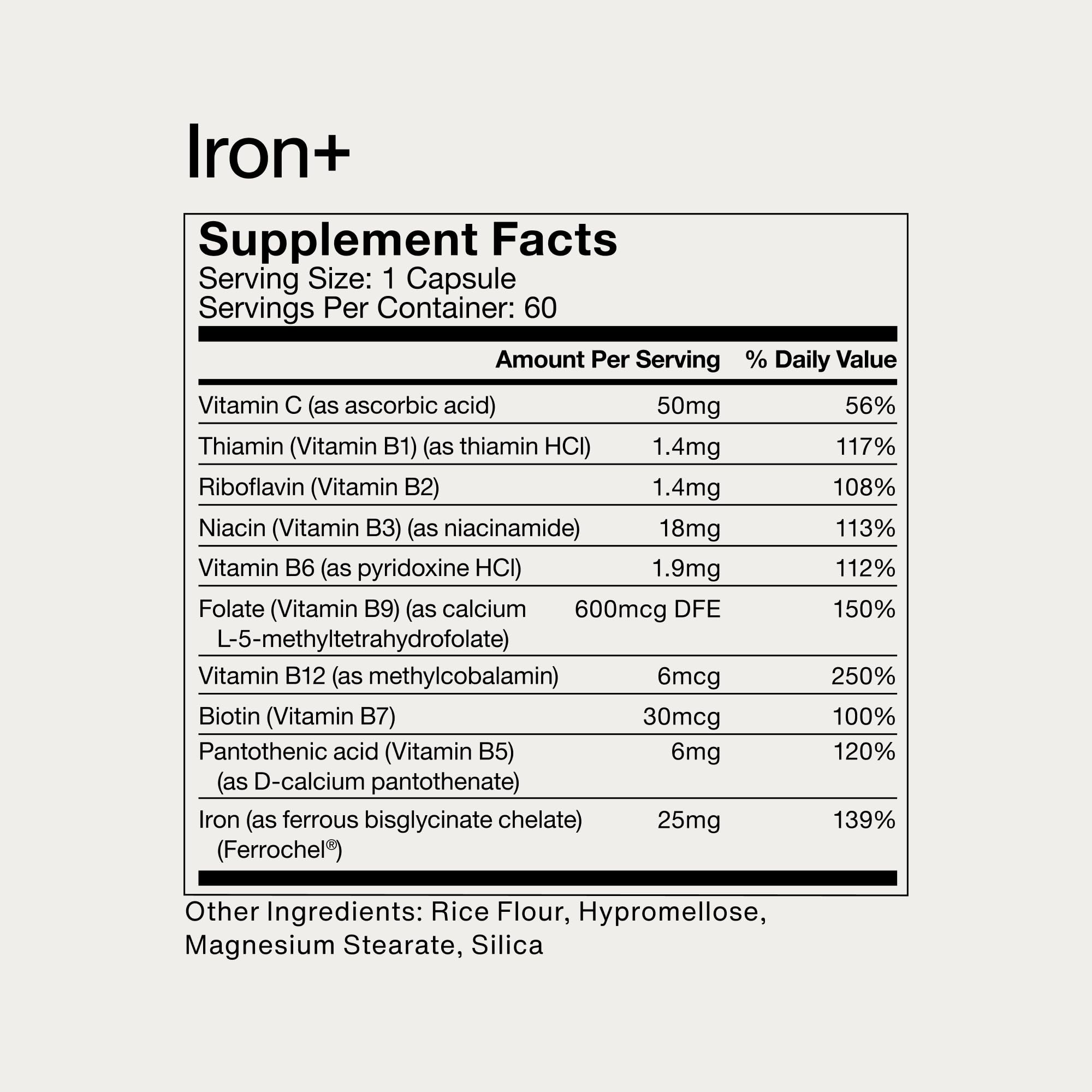 Momentous Iron+ with Vitamin C & B Complex | Ferrochel Iron Capsules | NSF Certified for Sport | Gluten-Free | 60 Servings