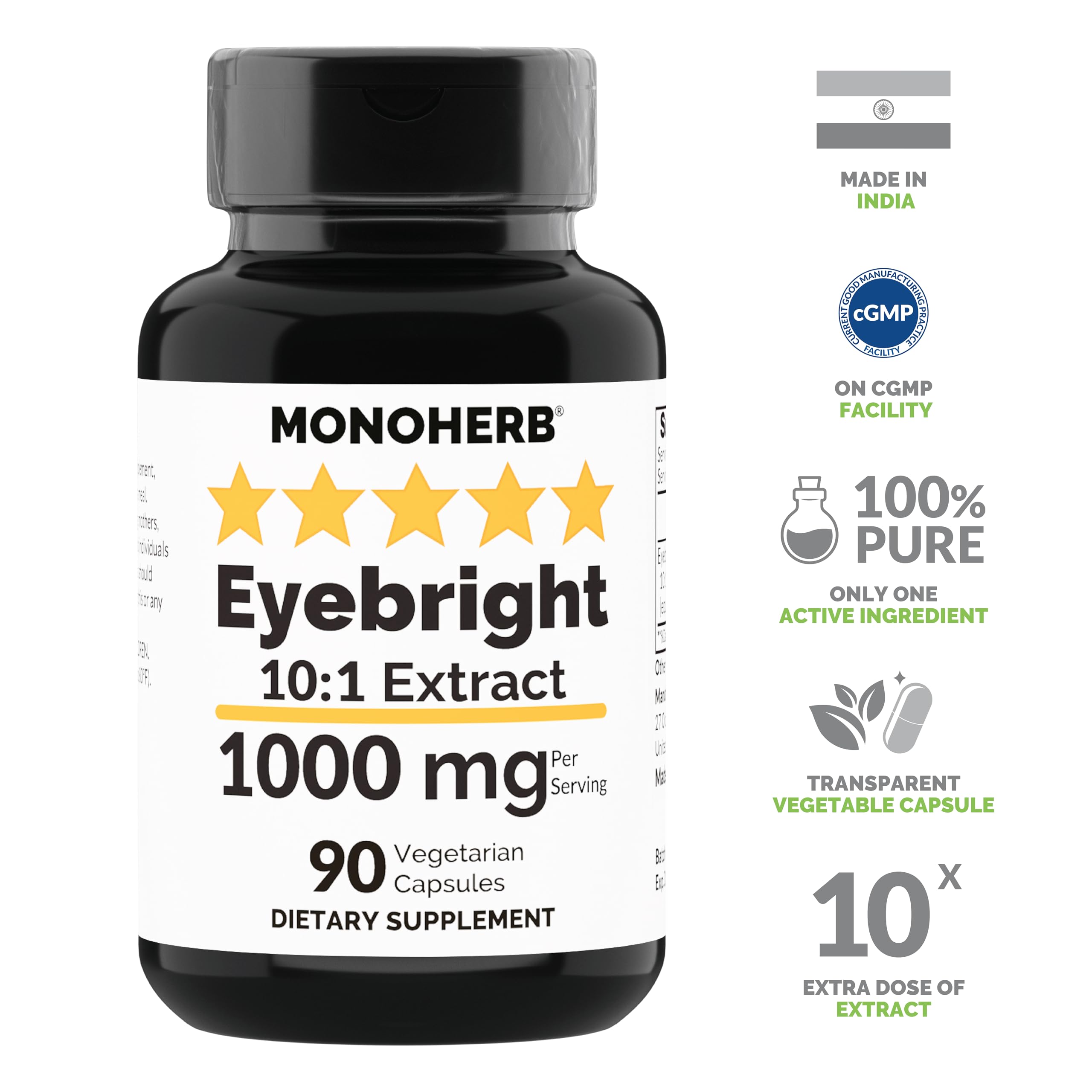 MONOHERB Eyebright Extract 1000 mg - 90 Vegetarian Capsules