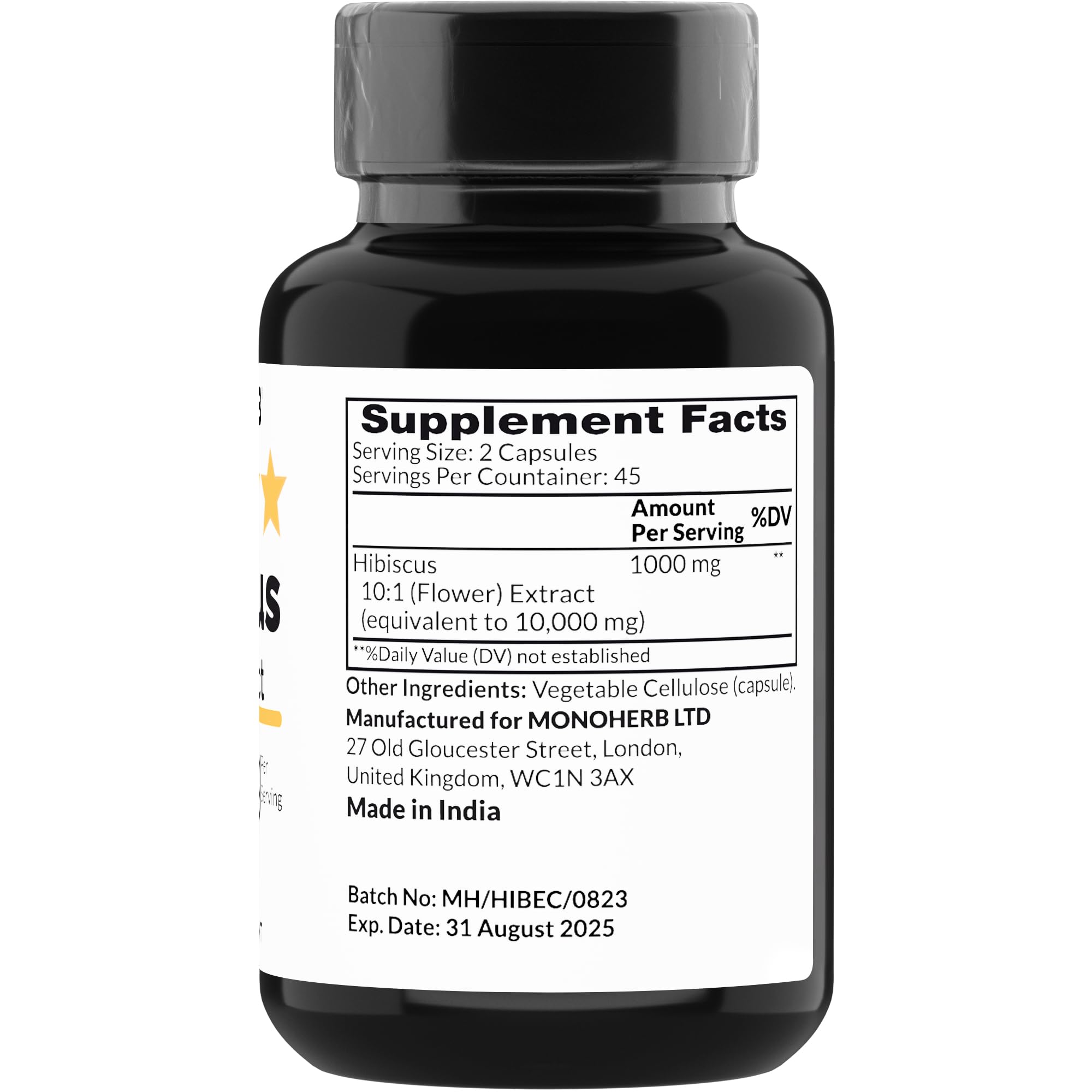 MONOHERB Hibiscus Extract 1000 mg - 90 Vegetarian Capsules