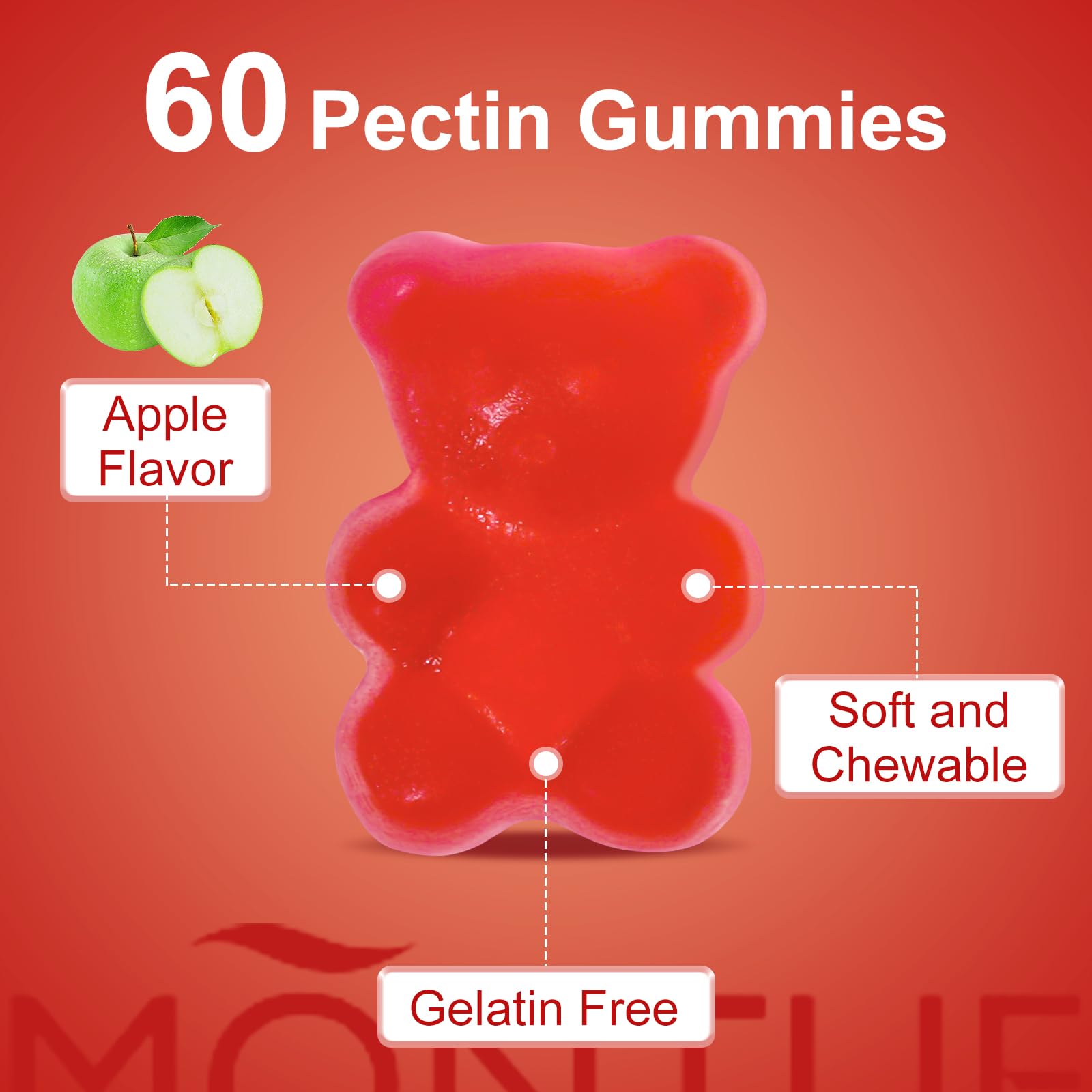 Montue Apple Cider Vinegar Gummies with B12 Multivitamin – ACV Supplement, Vegetarian, Non-GMO, 60 Gummies