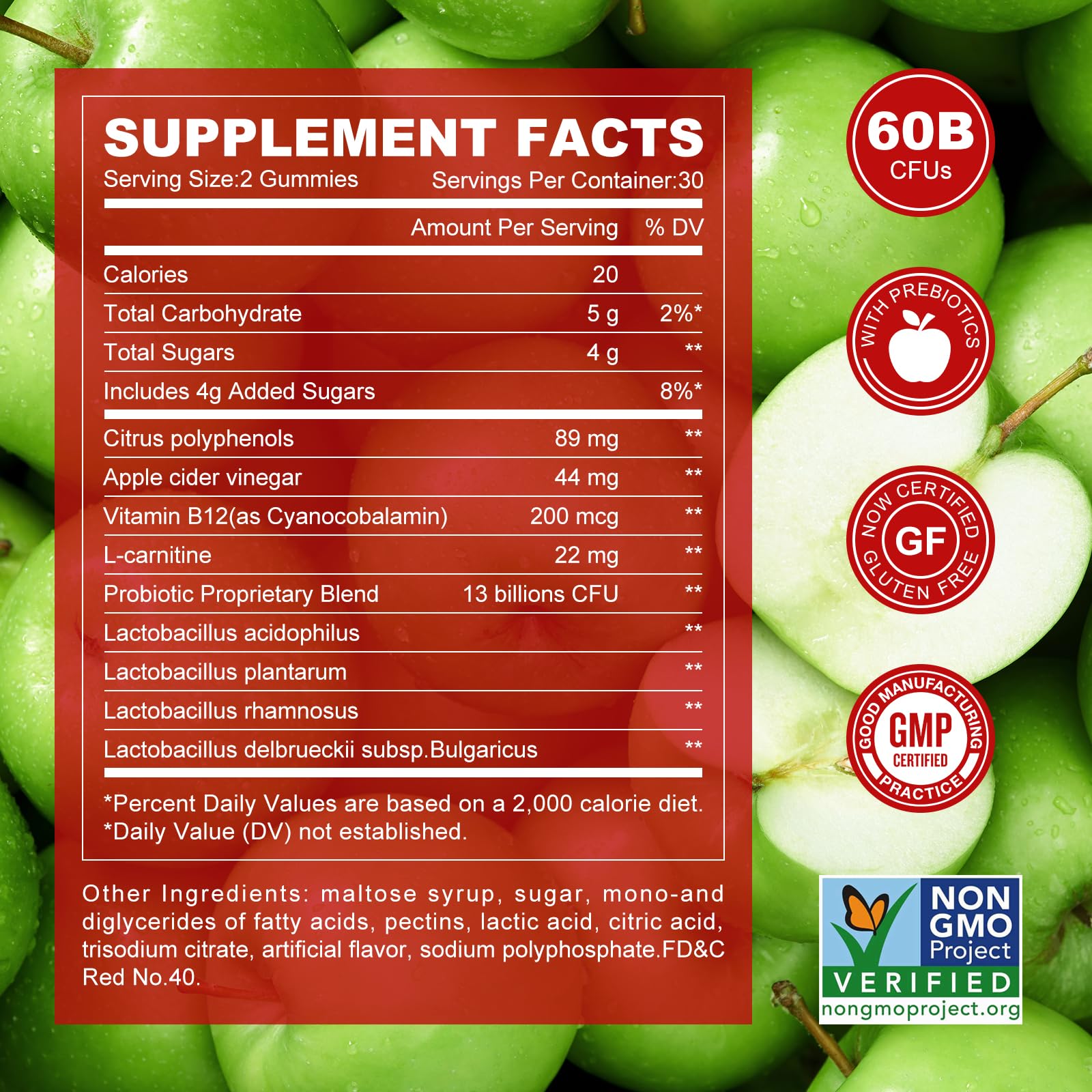 Montue Apple Cider Vinegar Gummies with B12 Multivitamin – ACV Supplement, Vegan, Non-GMO, 60 Gummies (30 servings) | Supports Energy & Gut Health