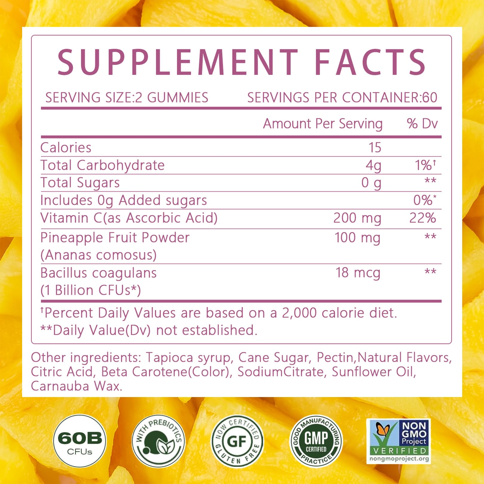 Montue Premium Diamond Feminine Balance Gummies - pH Balance with Prebiotics & Lactobacillus Probiotic Blend, Hawaiian Pineapple, Immune Support, Vegan & Non-GMO (60 Gummies)